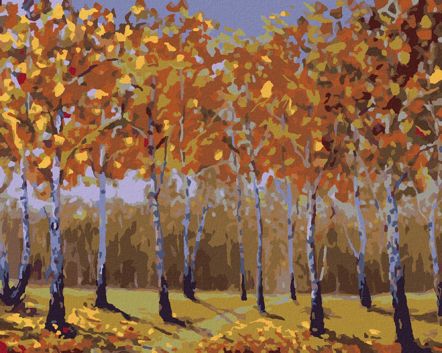 zuty Malování podle čísel - PODZIMNÍ BŘÍZY - Rozměr: 40x50 cm, Rámování: Varianta: vypnuté plátno na rám - obrázek 1