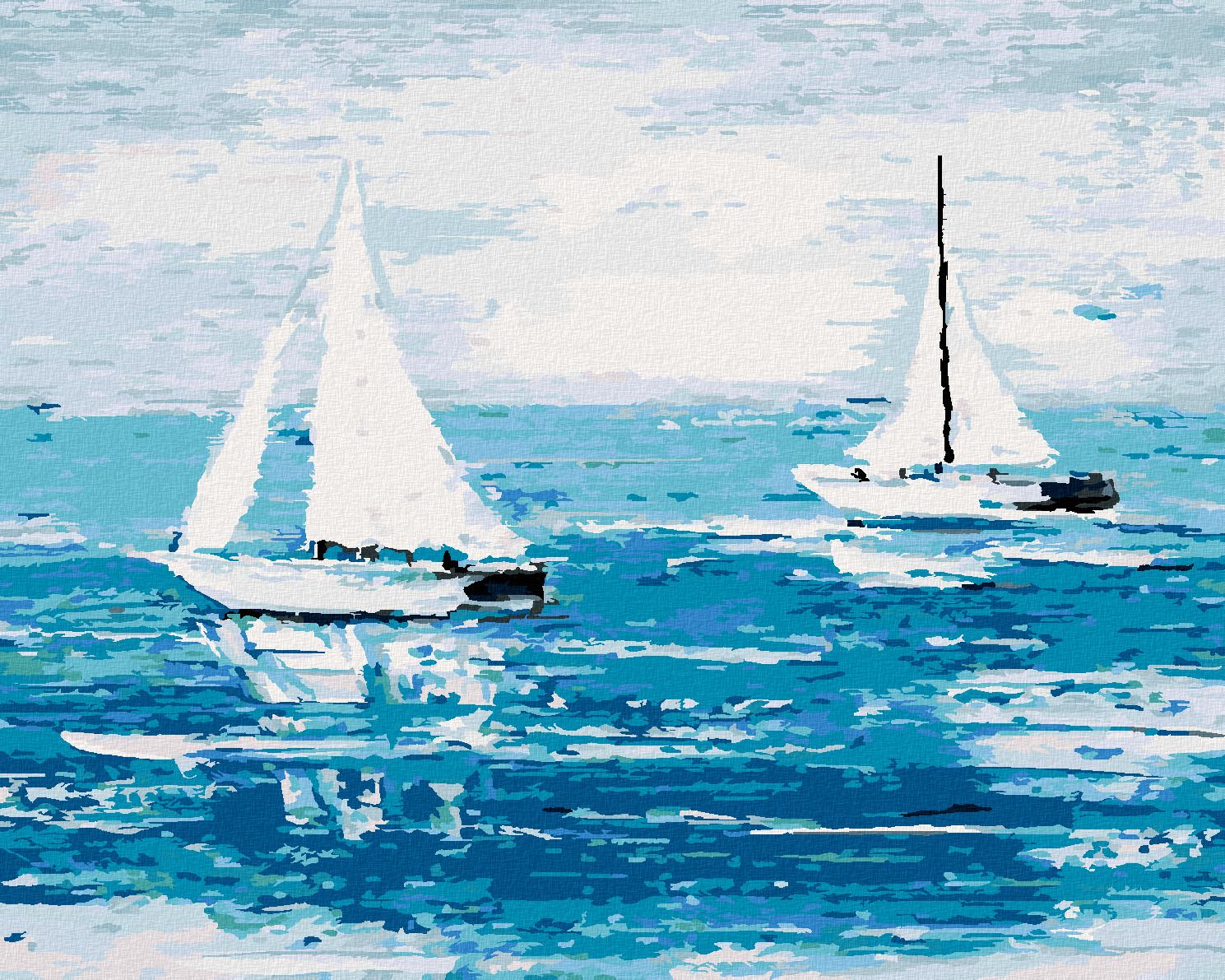 zuty Malování podle čísel - LOĎKY NA MOŘI - Rozměr: 40x50 cm, Rámování: Varianta: vypnuté plátno na rám - obrázek 1