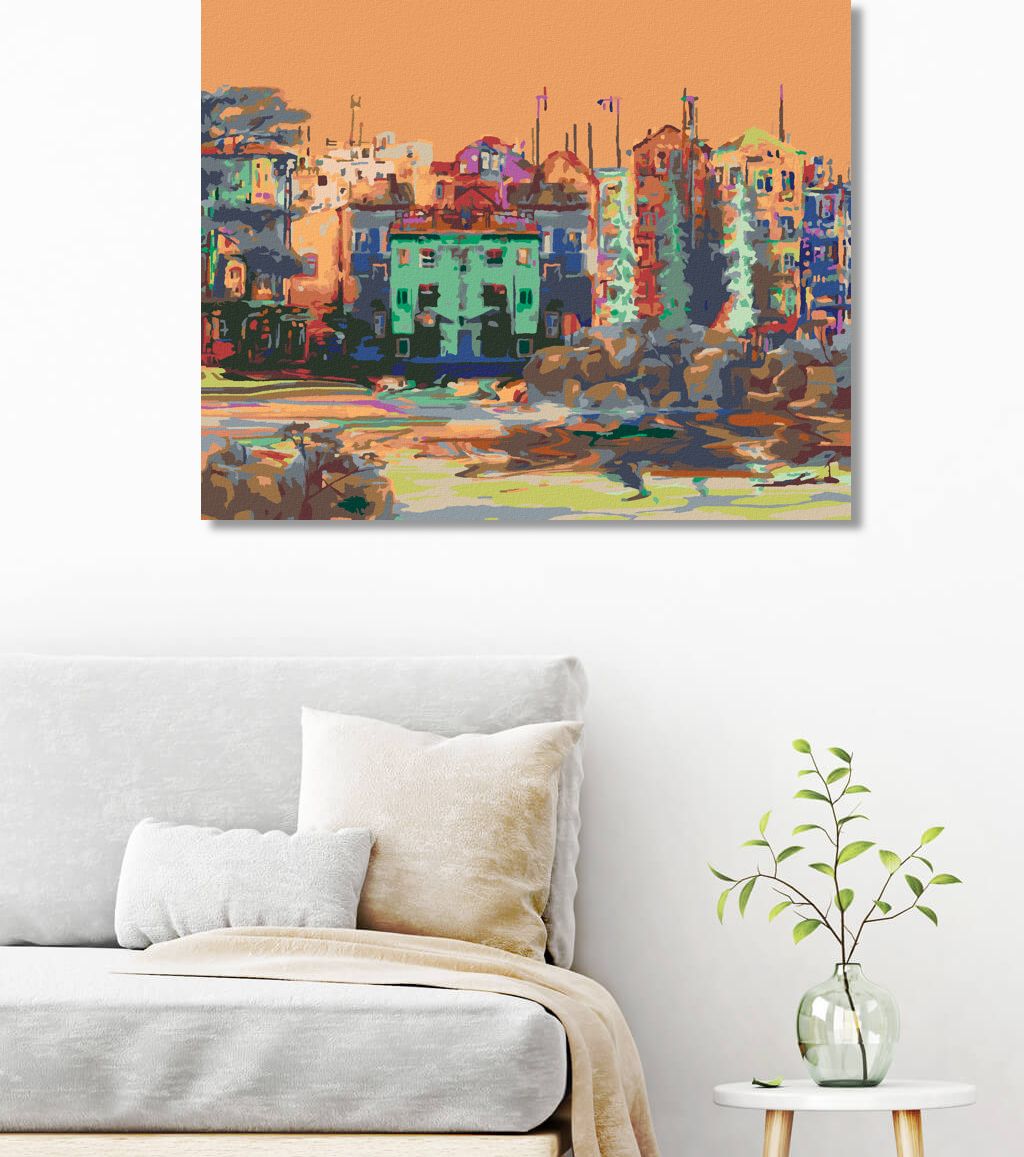zuty Malování podle čísel - BAREVNÉ DOMY - Rozměr: 40x50 cm, Rámování: Varianta: vypnuté plátno na rám - obrázek 5