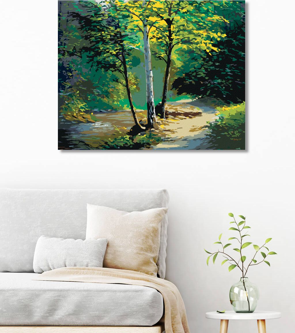 zuty Malování podle čísel - NÁDHERNÁ BŘÍZA A POTŮČEK - Rozměr: 40x50 cm, Rámování: Varianta: vypnuté plátno na rám - obrázek 7