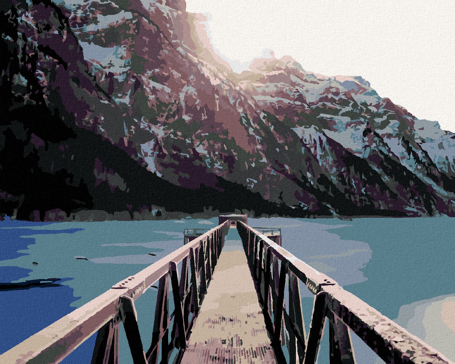 zuty Malování podle čísel - KLÖNTHALERSEE V ZIMĚ S MŮSTKEM - Rozměr: 40x50 cm, Rámování: Varianta: vypnuté plátno na rám - obrázek 1