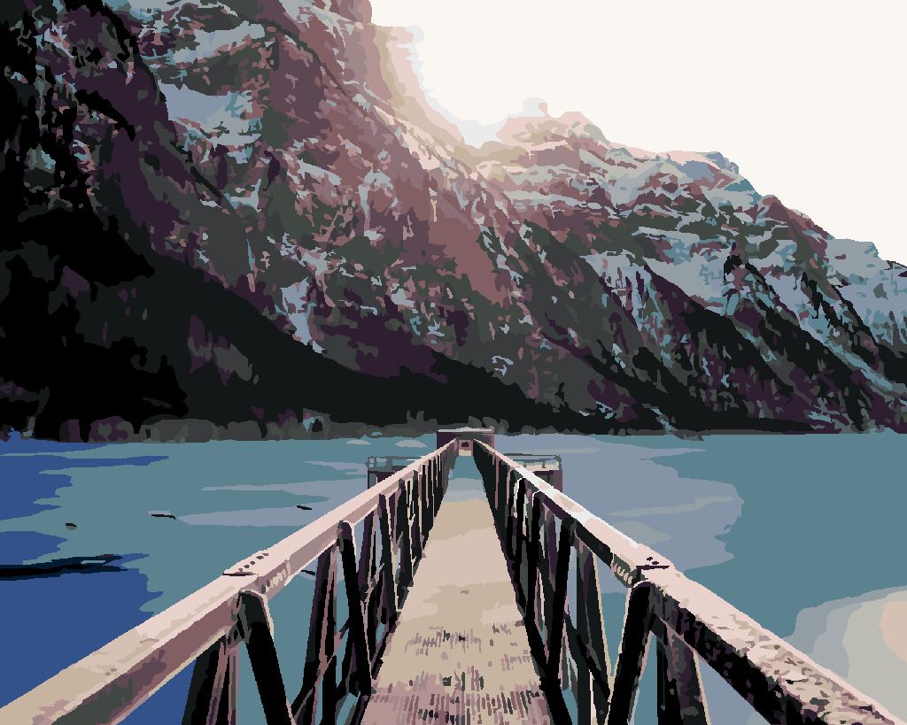 zuty Malování podle čísel - KLÖNTHALERSEE V ZIMĚ S MŮSTKEM - Rozměr: 40x50 cm, Rámování: Varianta: vypnuté plátno na rám - obrázek 2