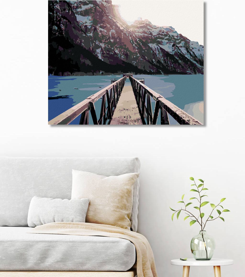 zuty Malování podle čísel - KLÖNTHALERSEE V ZIMĚ S MŮSTKEM - Rozměr: 40x50 cm, Rámování: Varianta: vypnuté plátno na rám - obrázek 9