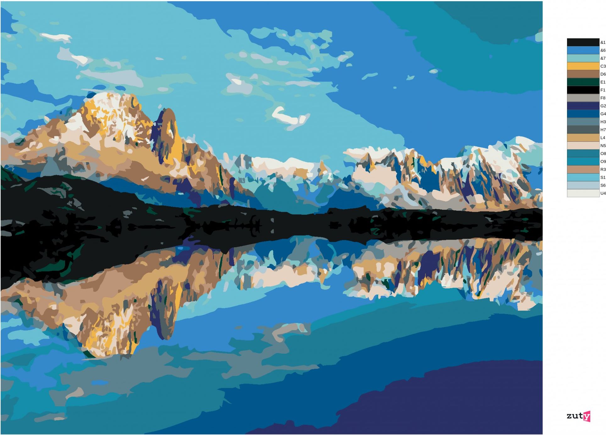 zuty Malování podle čísel - LETNÍ PANORAMA JEZERA LAC BLANC - Rozměr: 40x50 cm, Rámování: Varianta: vypnuté plátno na rám - obrázek 6