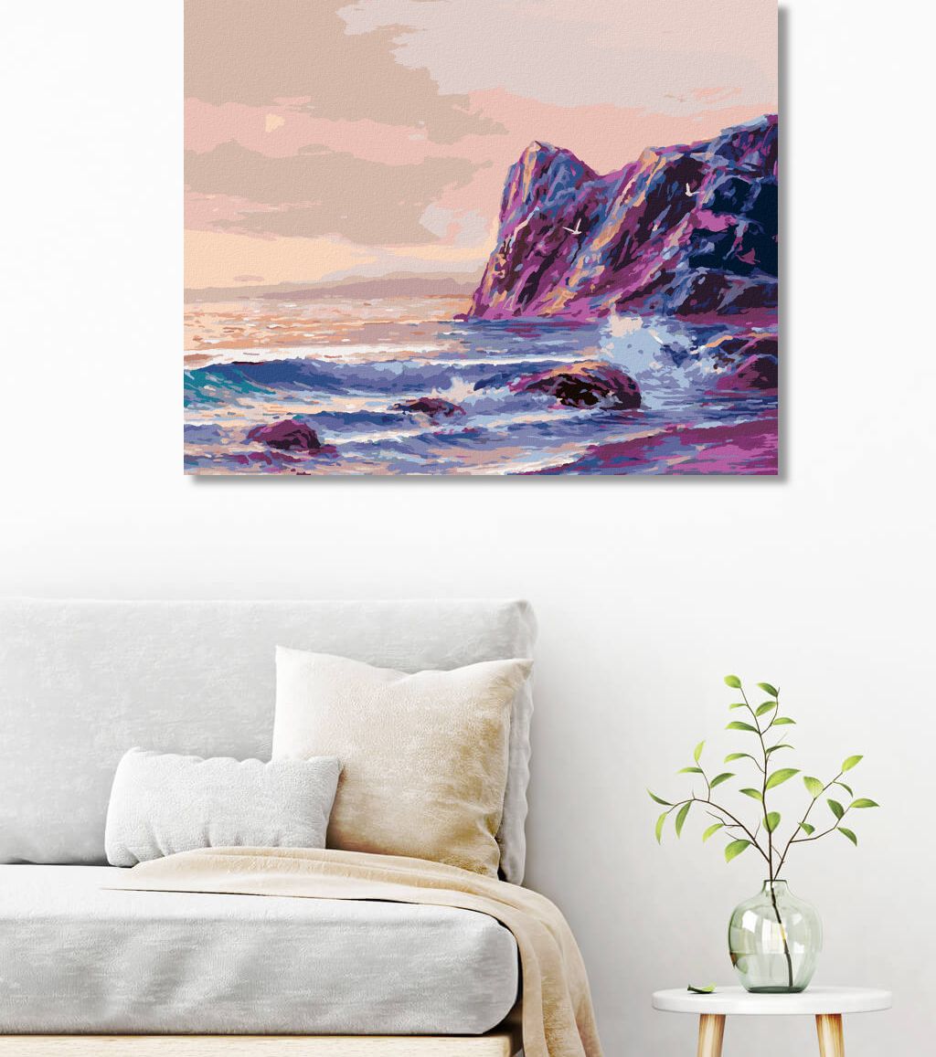 zuty Malování podle čísel - BAREVNÝ ZÁPAD SLUNCE NAD MOŘEM - Rozměr: 40x50 cm, Rámování: Varianta: vypnuté plátno na rám - obrázek 2