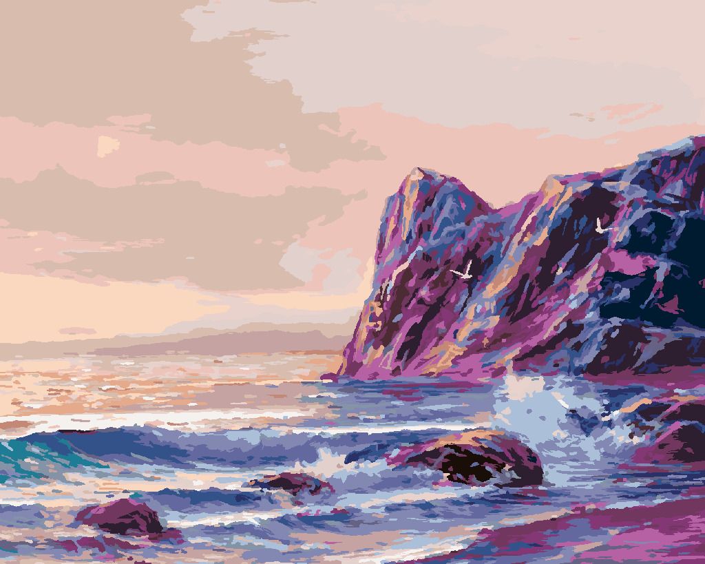 zuty Malování podle čísel - BAREVNÝ ZÁPAD SLUNCE NAD MOŘEM - Rozměr: 40x50 cm, Rámování: Varianta: vypnuté plátno na rám - obrázek 3