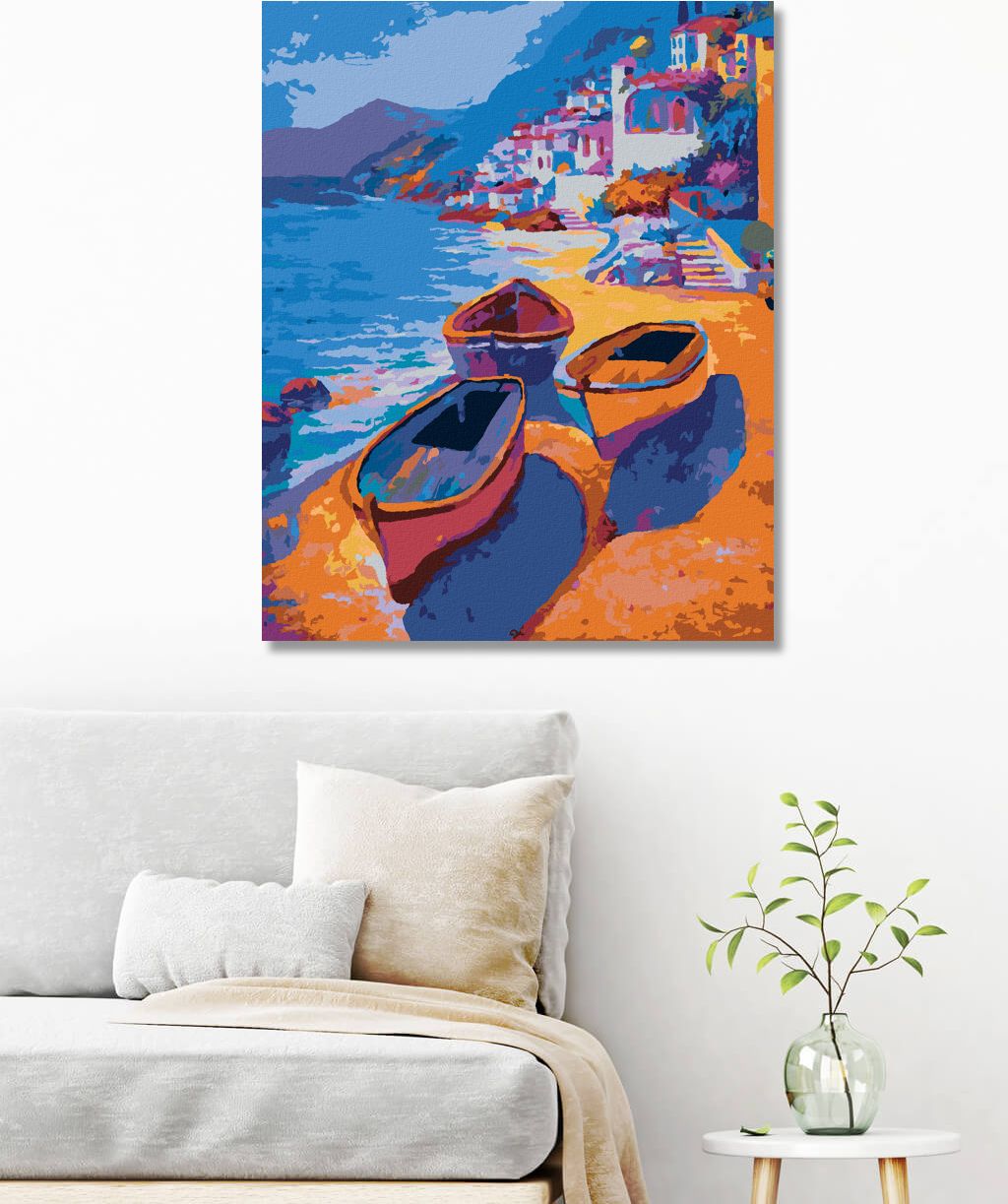 zuty Malování podle čísel - BAREVNÉ LOĎKY NA BŘEHU - Rozměr: 40x50 cm, Rámování: Varianta: vypnuté plátno na rám - obrázek 6