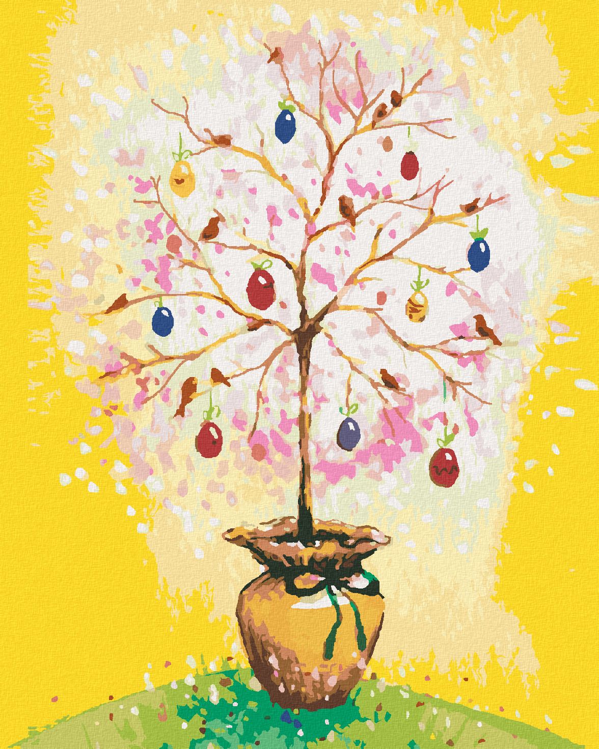 zuty Malování podle čísel - VELIKONOČNÍ STROM S VAJÍČKY - Rozměr: 40x50 cm, Rámování: Varianta: vypnuté plátno na rám - obrázek 1