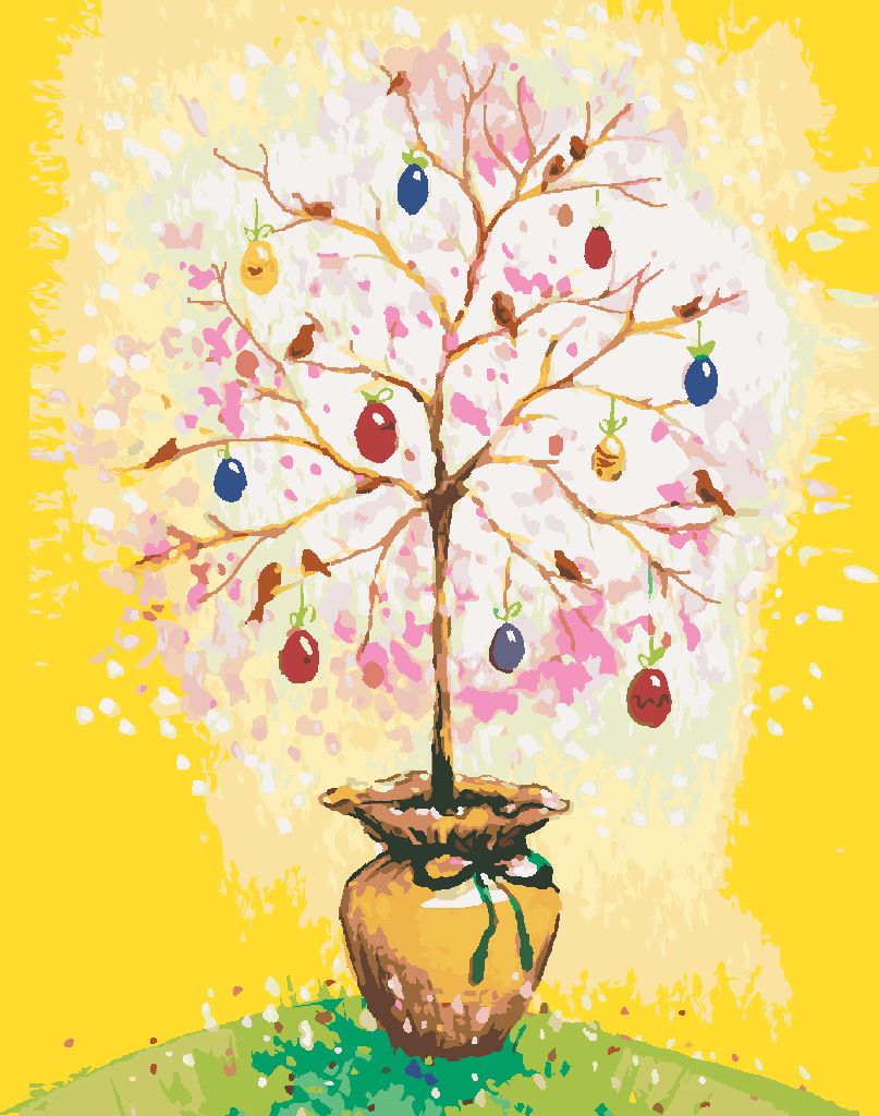 zuty Malování podle čísel - VELIKONOČNÍ STROM S VAJÍČKY - Rozměr: 40x50 cm, Rámování: Varianta: vypnuté plátno na rám - obrázek 5