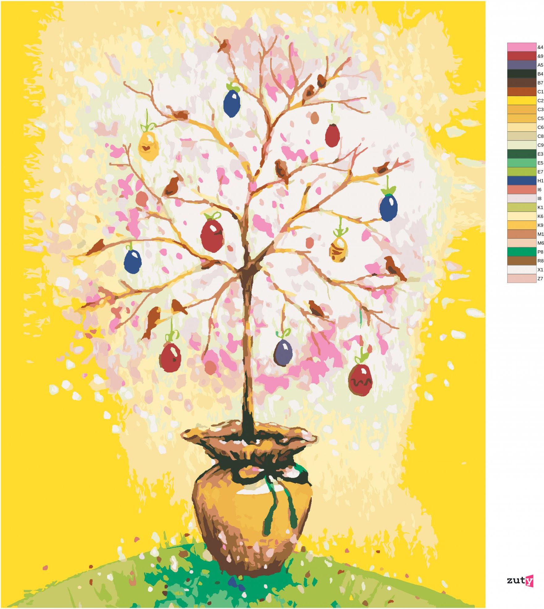 zuty Malování podle čísel - VELIKONOČNÍ STROM S VAJÍČKY - Rozměr: 40x50 cm, Rámování: Varianta: vypnuté plátno na rám - obrázek 10