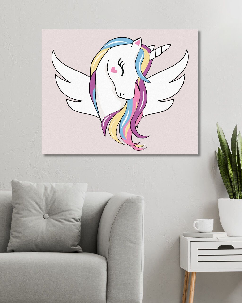 zuty Malování podle čísel - ROZTOMILÝ JEDNOROŽEC S KŘIDLY - Rozměr: 40x50 cm, Rámování: Varianta: bez rámu a bez vypnutí plátna - obrázek 2