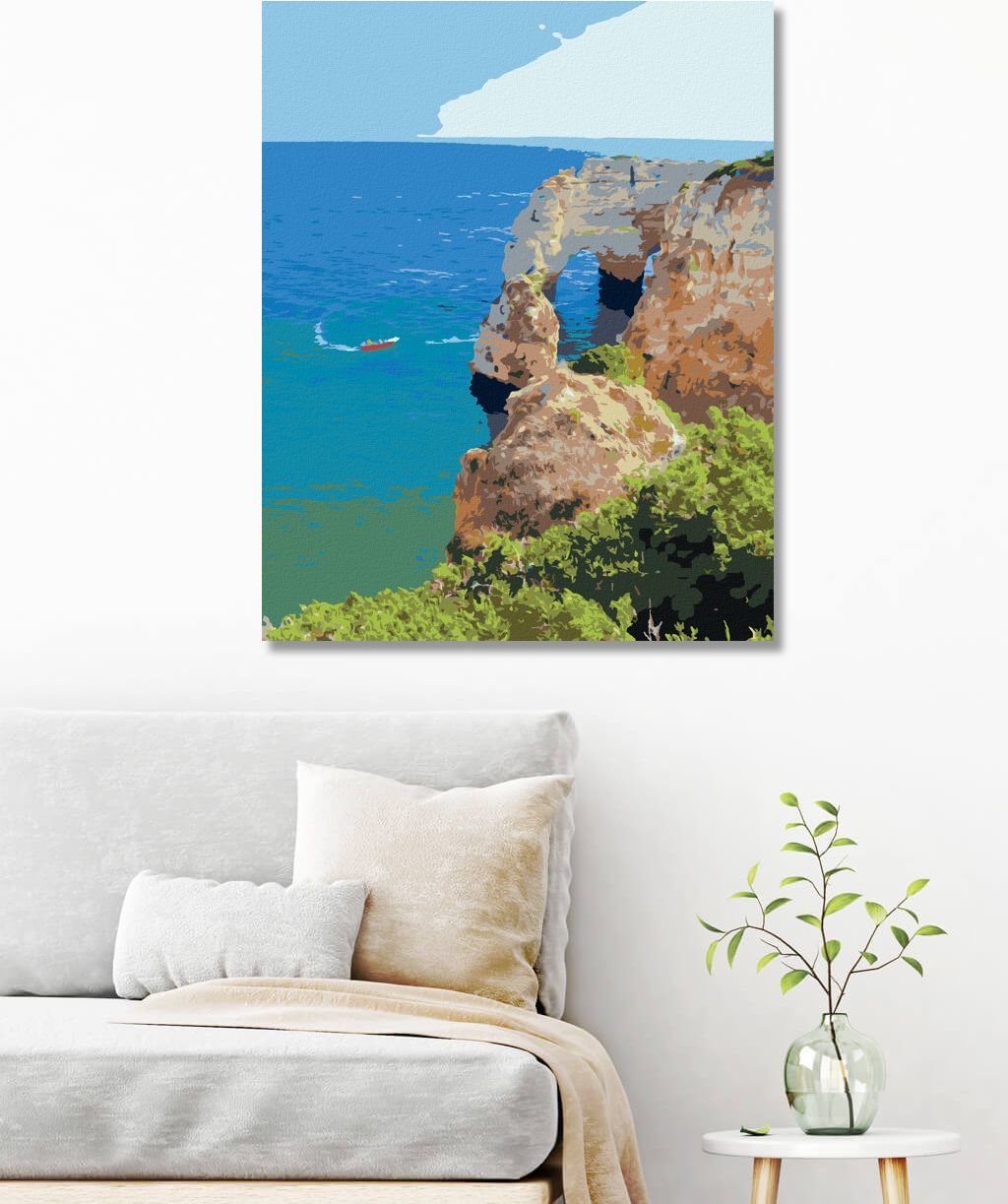 zuty Malování podle čísel - LETNÍ KRAJINA PORTUGALSKÉHO POBŘEŽÍ - Rozměr: 40x50 cm, Rámování: Varianta: vypnuté plátno na rám - obrázek 10