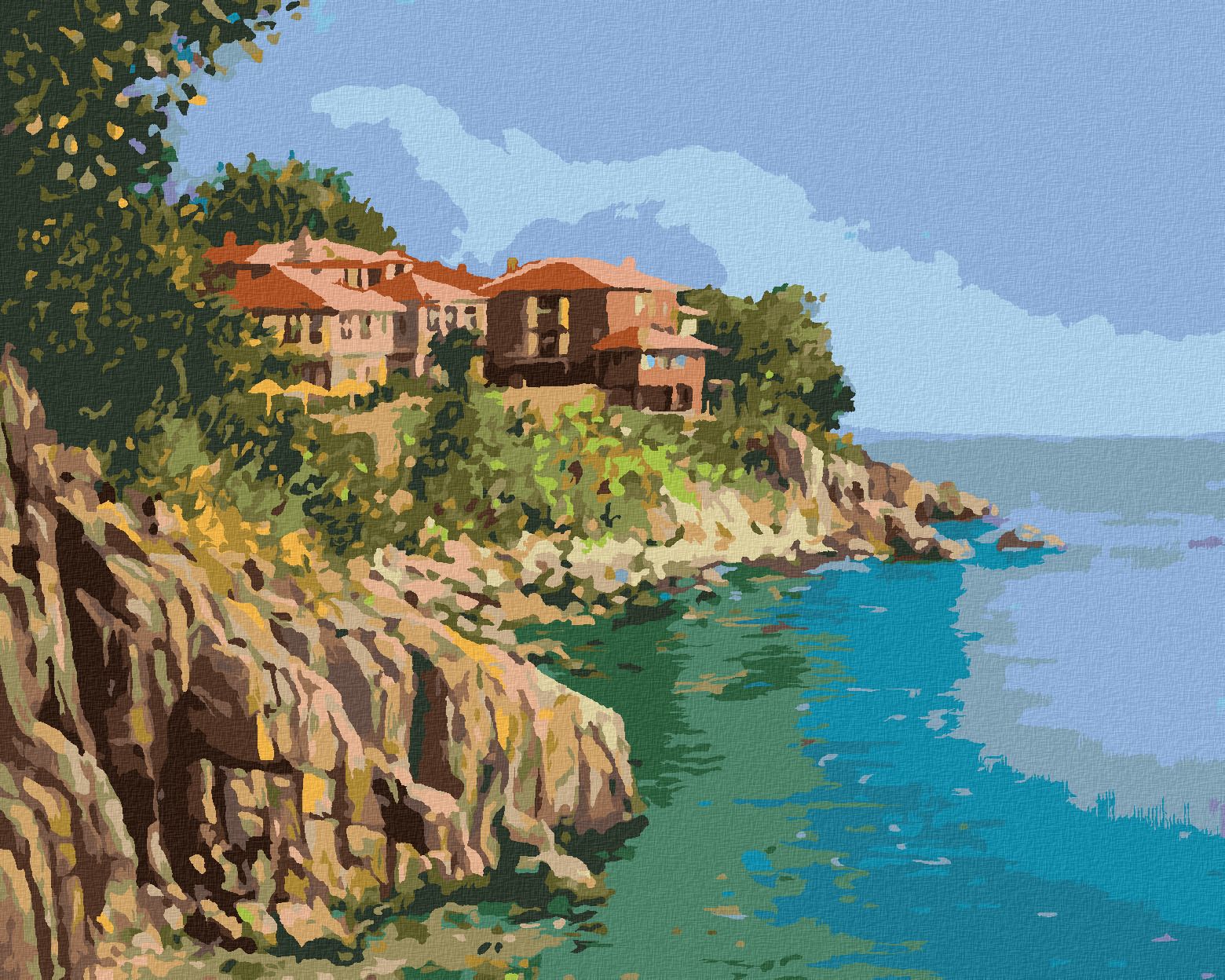 zuty Malování podle čísel - POBŘEŽÍ V BULHARSKU - Rozměr: 40x50 cm, Rámování: Varianta: vypnuté plátno na rám - obrázek 1