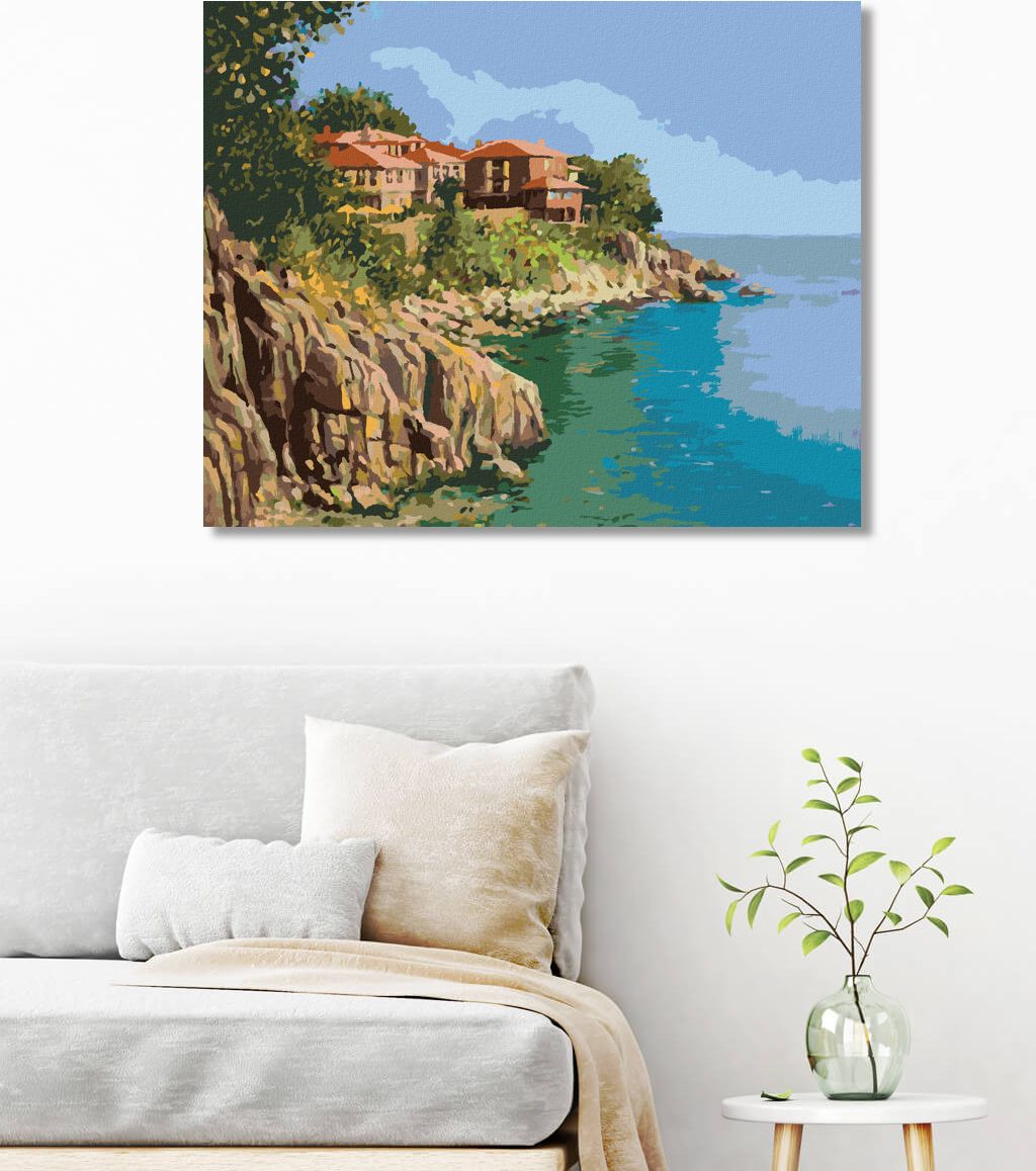 zuty Malování podle čísel - POBŘEŽÍ V BULHARSKU - Rozměr: 40x50 cm, Rámování: Varianta: vypnuté plátno na rám - obrázek 2