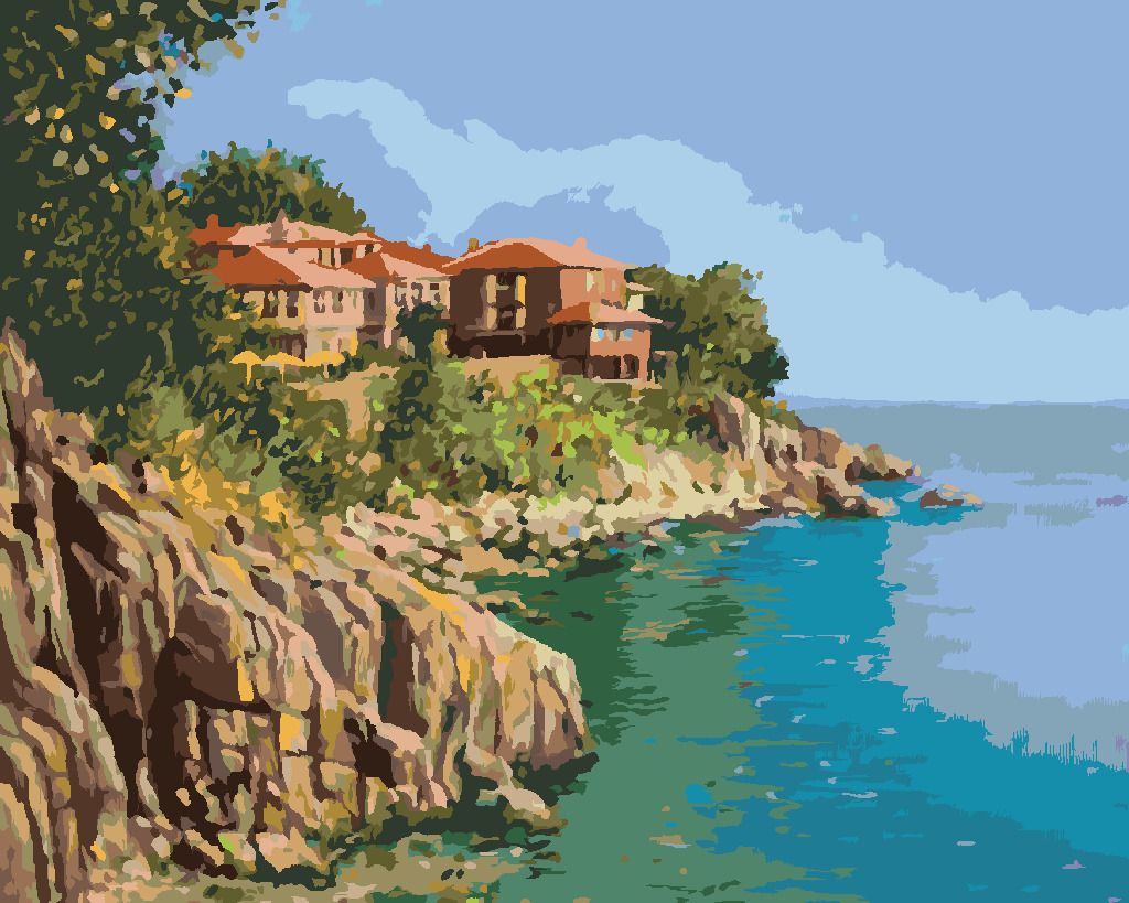 zuty Malování podle čísel - POBŘEŽÍ V BULHARSKU - Rozměr: 40x50 cm, Rámování: Varianta: vypnuté plátno na rám - obrázek 3
