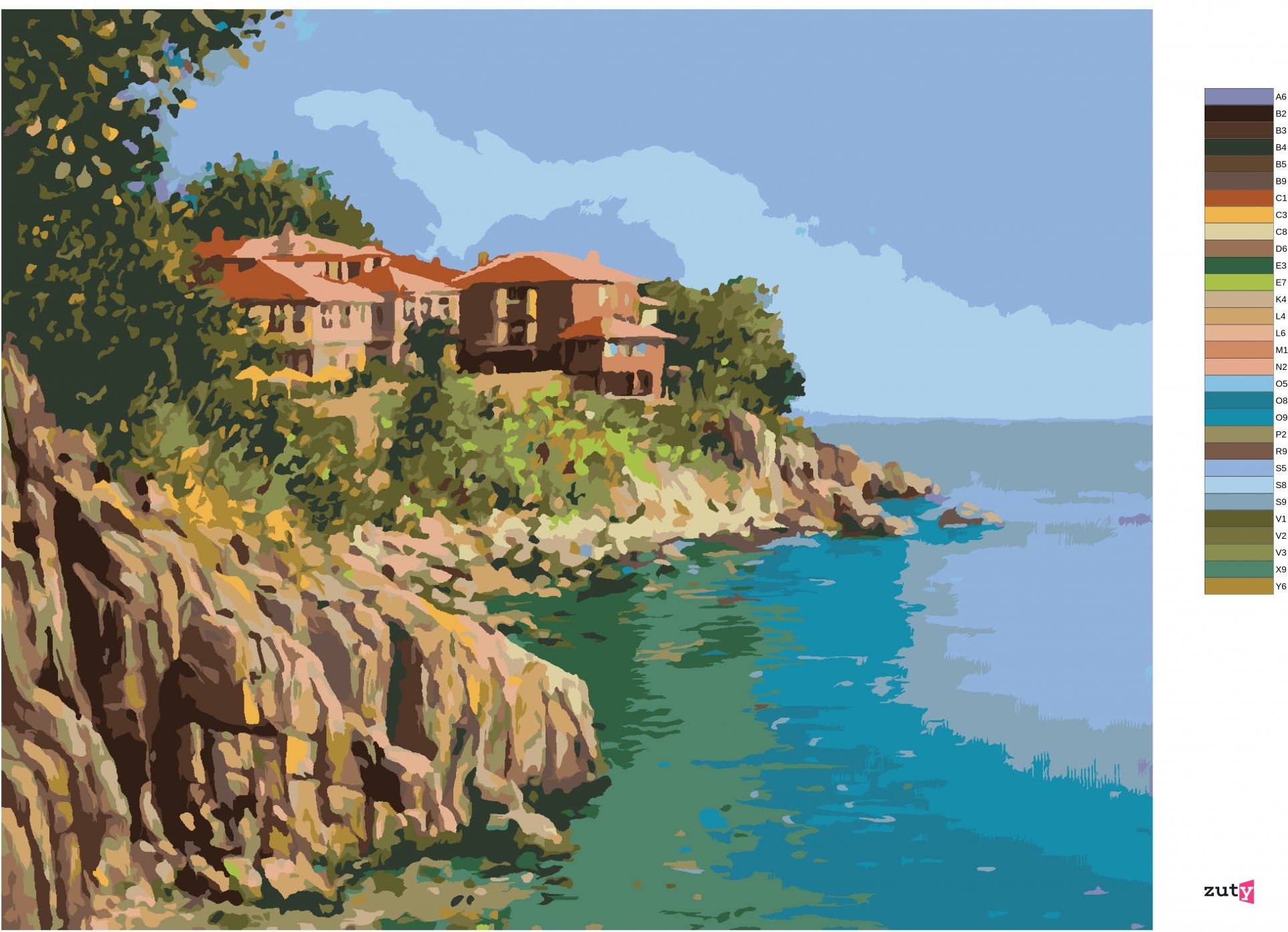 zuty Malování podle čísel - POBŘEŽÍ V BULHARSKU - Rozměr: 40x50 cm, Rámování: Varianta: vypnuté plátno na rám - obrázek 6