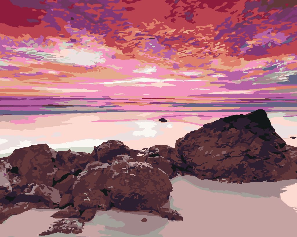 zuty Malování podle čísel - PŘÍMOŘSKÁ KRAJINA S ČERVÁNKY - Rozměr: 40x50 cm, Rámování: Varianta: vypnuté plátno na rám - obrázek 6