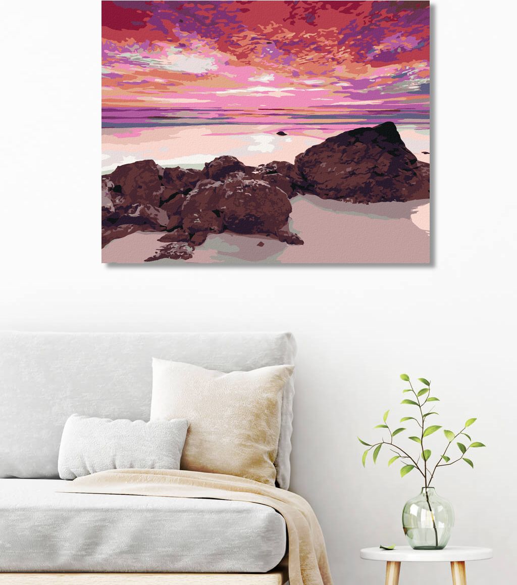 zuty Malování podle čísel - PŘÍMOŘSKÁ KRAJINA S ČERVÁNKY - Rozměr: 40x50 cm, Rámování: Varianta: vypnuté plátno na rám - obrázek 9