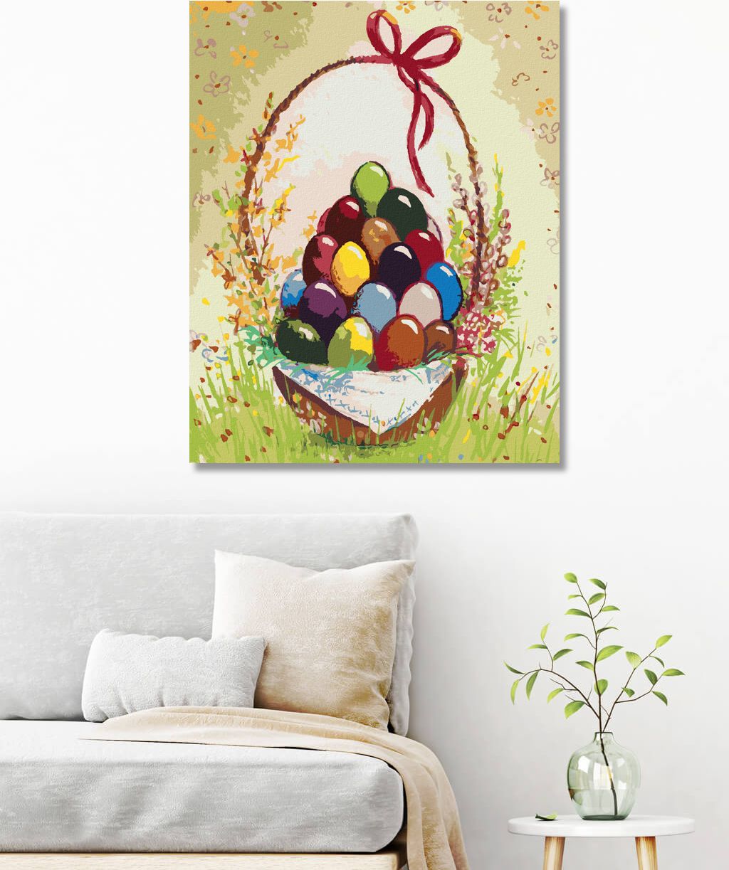 zuty Malování podle čísel - VELIKONOČNÍ VAJÍČKA V KOŠÍKU - Rozměr: 40x50 cm, Rámování: Varianta: vypnuté plátno na rám - obrázek 3
