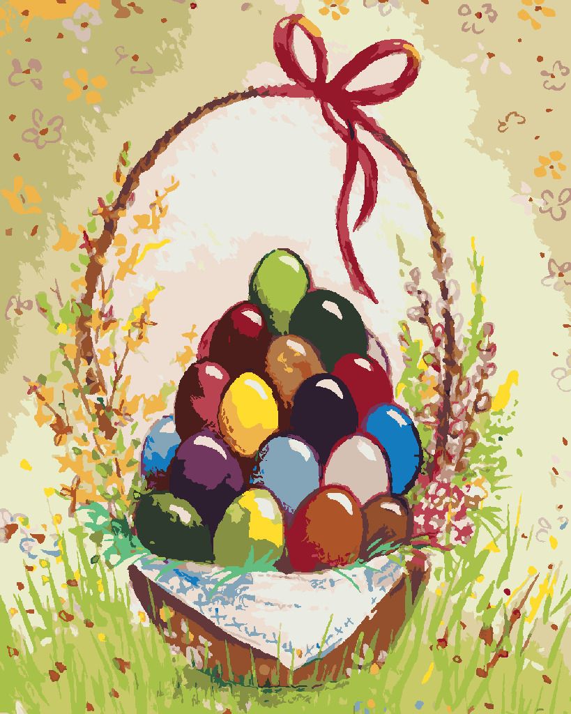 zuty Malování podle čísel - VELIKONOČNÍ VAJÍČKA V KOŠÍKU - Rozměr: 40x50 cm, Rámování: Varianta: vypnuté plátno na rám - obrázek 4