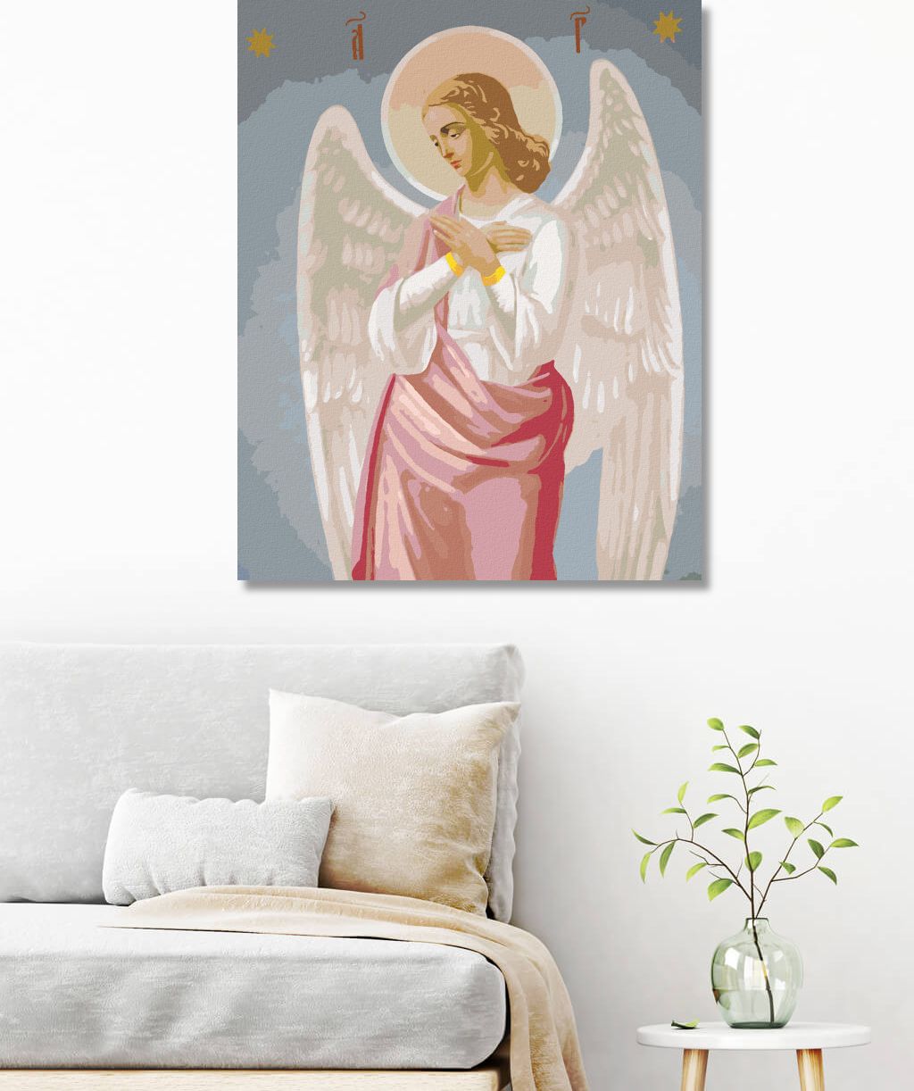 zuty Malování podle čísel - ANDĚL V ČERVENÉM ROUCHU - Rozměr: 40x50 cm, Rámování: Varianta: bez rámu a bez vypnutí plátna - obrázek 7