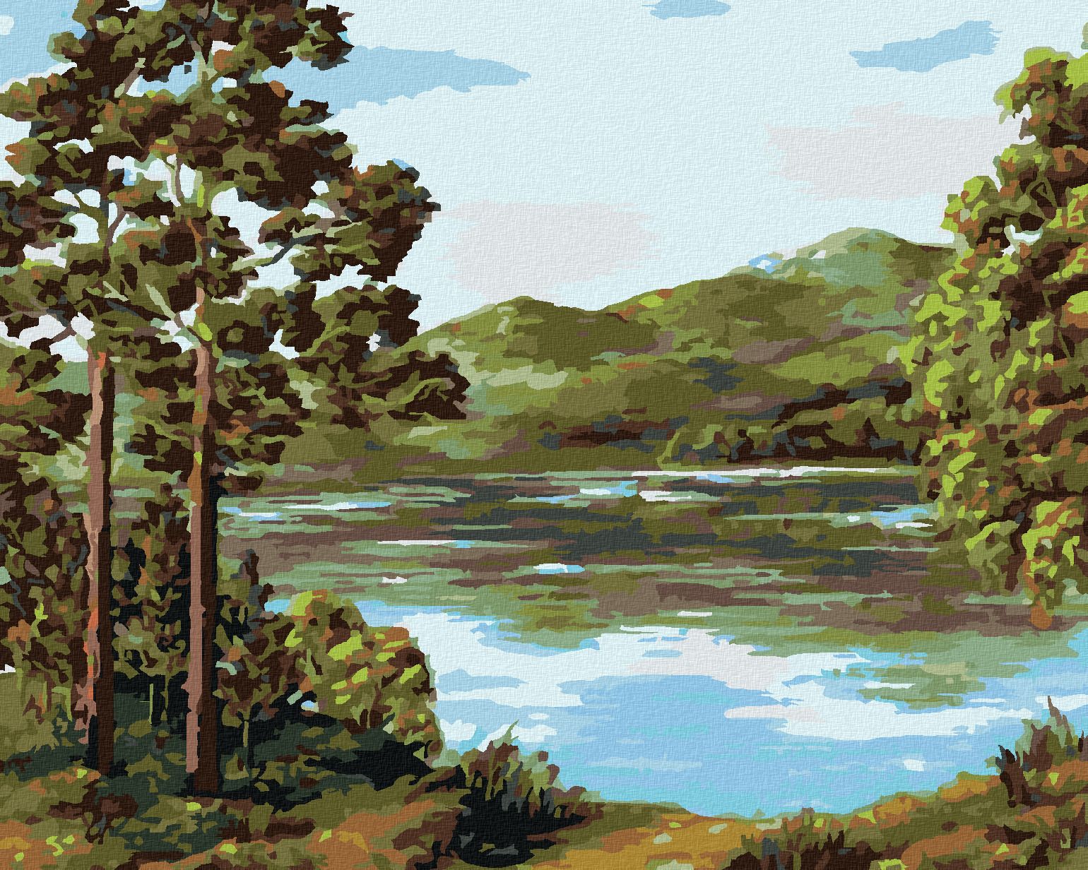 zuty Malování podle čísel - HORSKÉ JEZERO - Rozměr: 40x50 cm, Rámování: Varianta: bez rámu a bez vypnutí plátna - obrázek 1