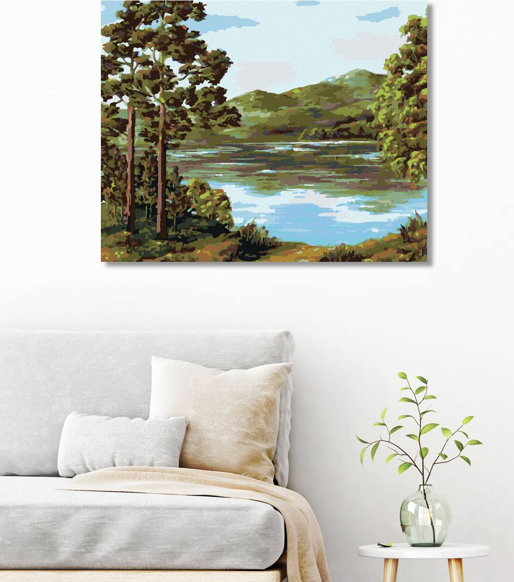 zuty Malování podle čísel - HORSKÉ JEZERO - Rozměr: 40x50 cm, Rámování: Varianta: vypnuté plátno na rám - obrázek 2