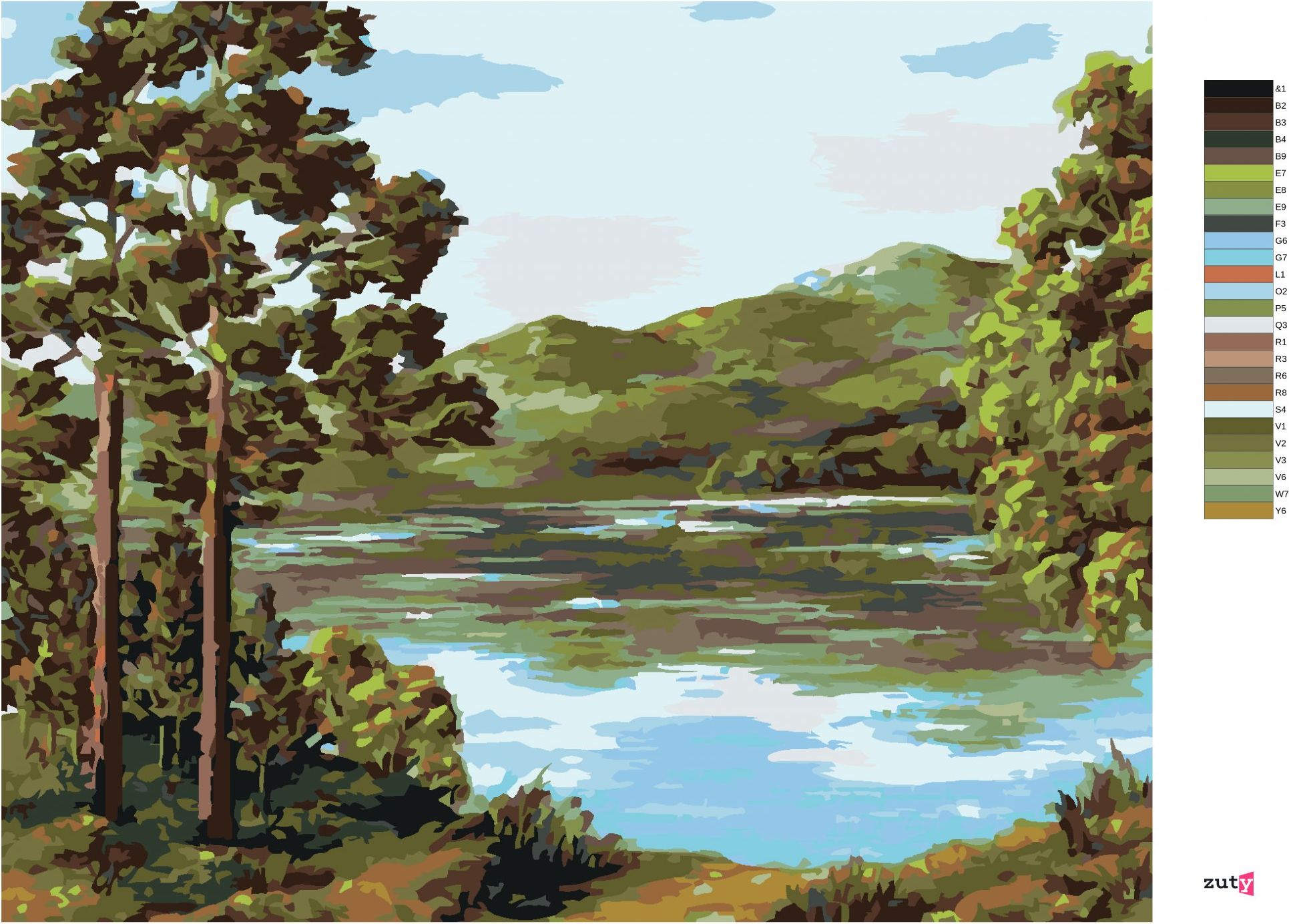 zuty Malování podle čísel - HORSKÉ JEZERO - Rozměr: 40x50 cm, Rámování: Varianta: vypnuté plátno na rám - obrázek 6