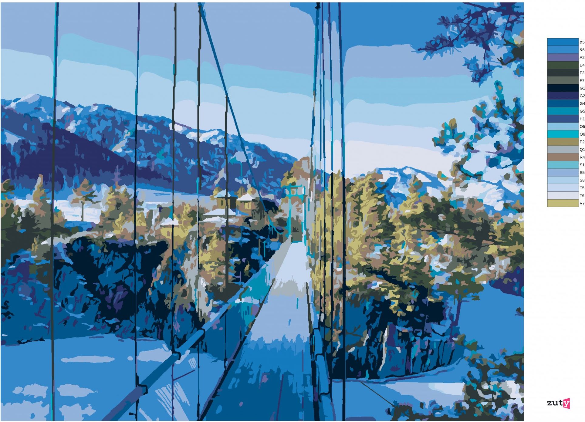 zuty Malování podle čísel - MOST NA OSTROV PATMOS - Rozměr: 40x50 cm, Rámování: Varianta: vypnuté plátno na rám - obrázek 3