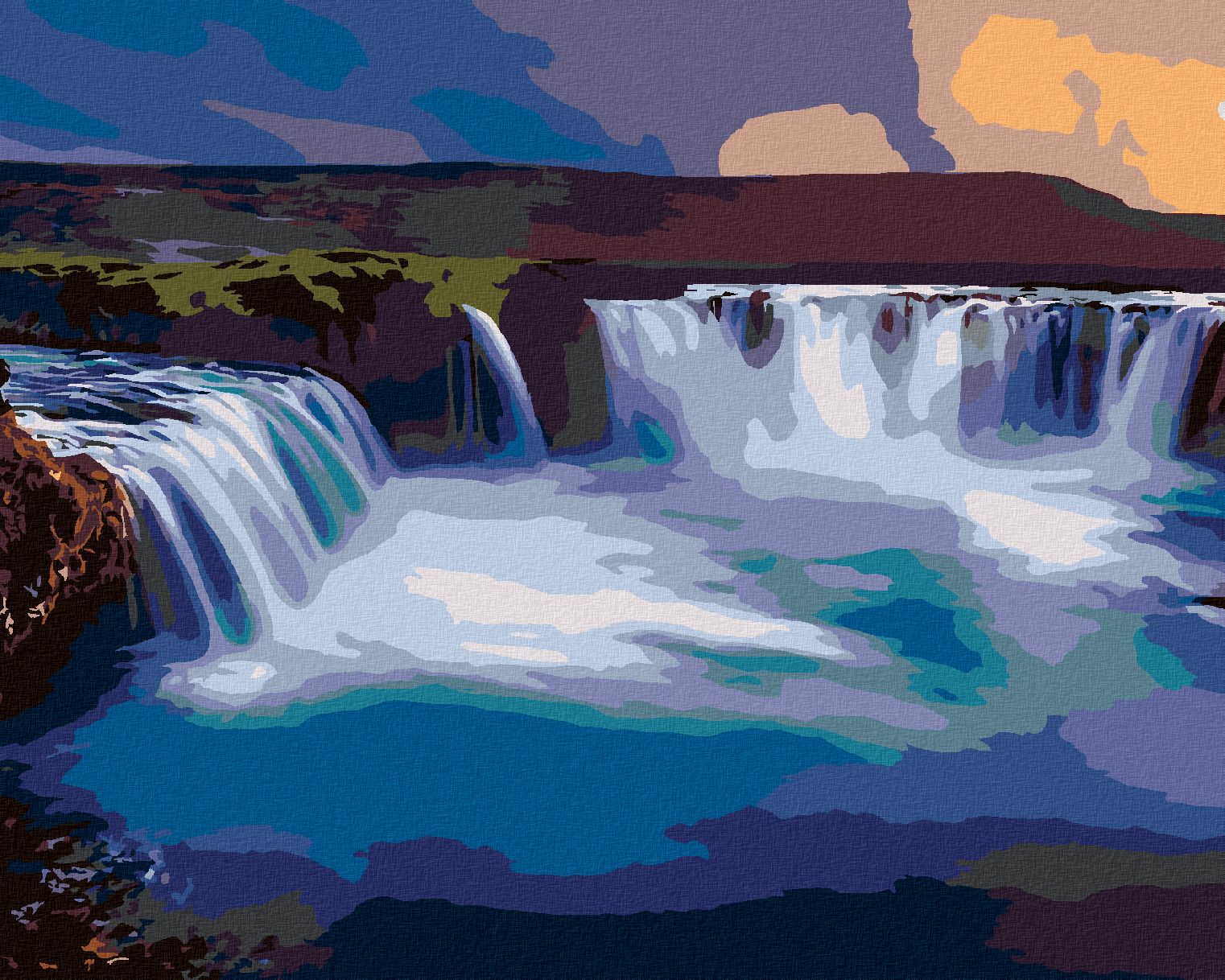 zuty Malování podle čísel - VODOPÁD NA ISLANDU - Rozměr: 40x50 cm, Rámování: Varianta: bez rámu a bez vypnutí plátna - obrázek 1