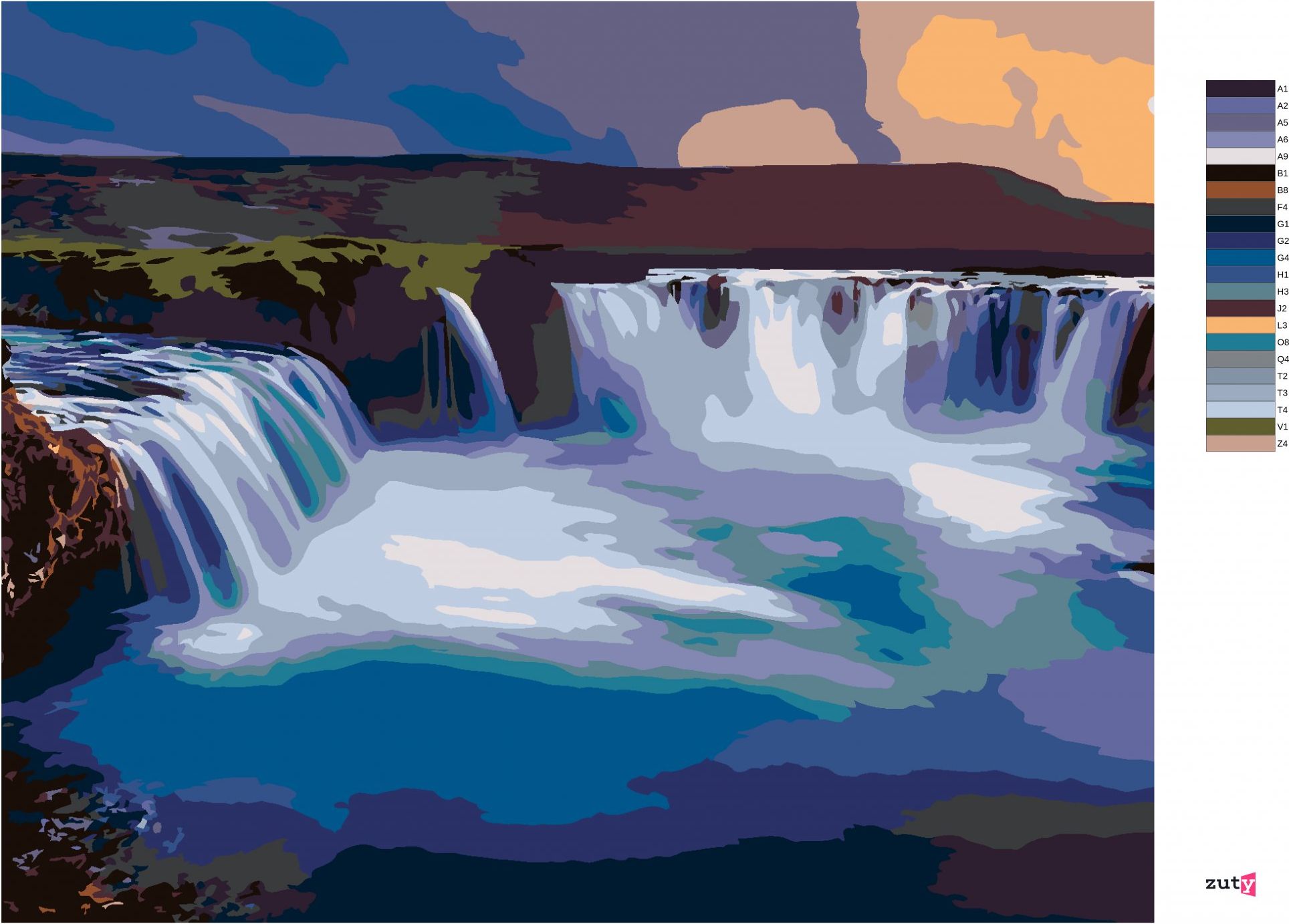 zuty Malování podle čísel - VODOPÁD NA ISLANDU - Rozměr: 40x50 cm, Rámování: Varianta: vypnuté plátno na rám - obrázek 4