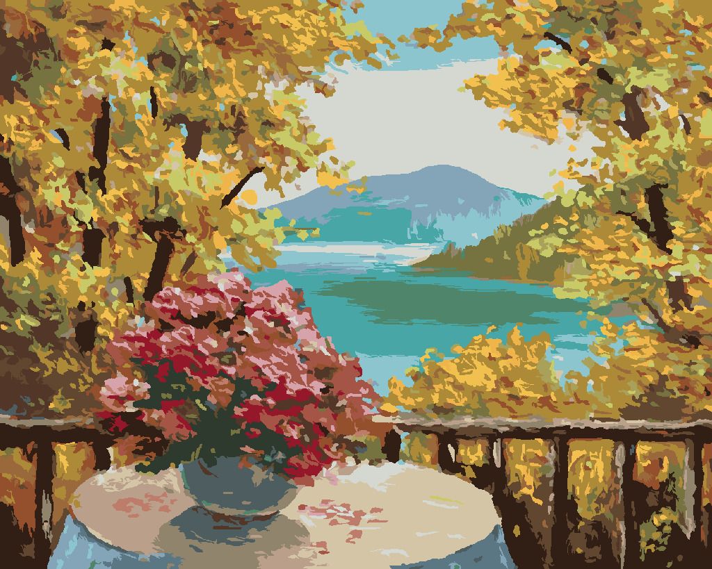 zuty Malování podle čísel - HORSKÉ JEZERO A PODZIMNÍ LES - Rozměr: 40x50 cm, Rámování: Varianta: bez rámu a bez vypnutí plátna - obrázek 8