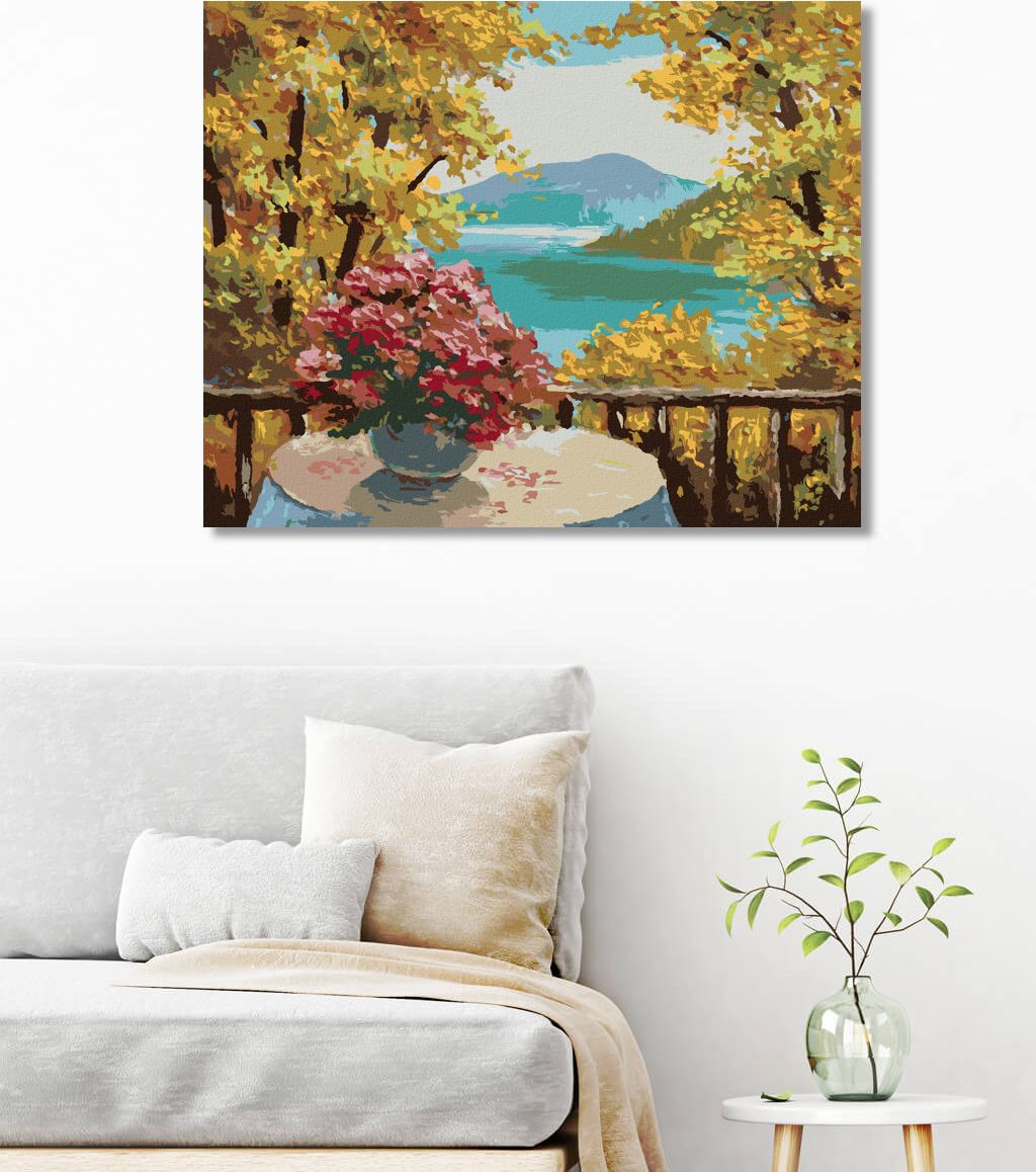 zuty Malování podle čísel - HORSKÉ JEZERO A PODZIMNÍ LES - Rozměr: 40x50 cm, Rámování: Varianta: bez rámu a bez vypnutí plátna - obrázek 9