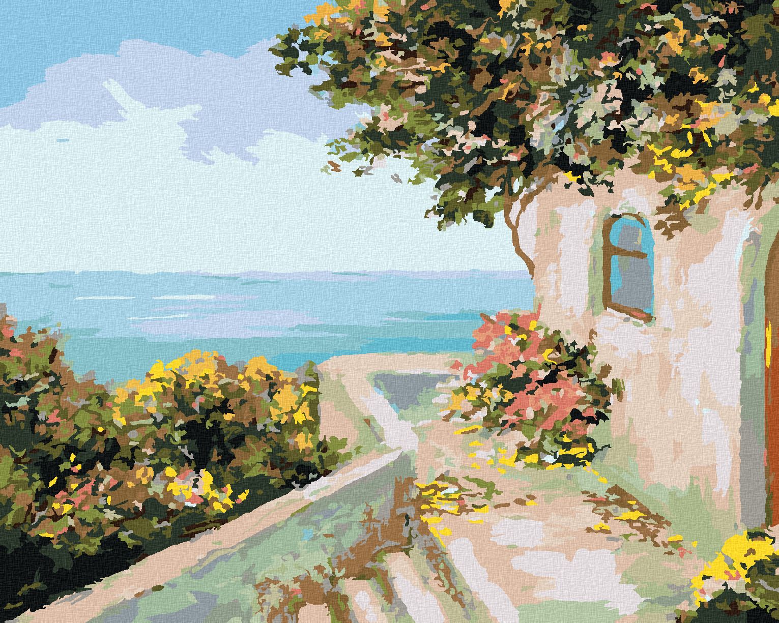 zuty Malování podle čísel - DOMEK U MOŘE - Rozměr: 40x50 cm, Rámování: Varianta: bez rámu a bez vypnutí plátna - obrázek 1