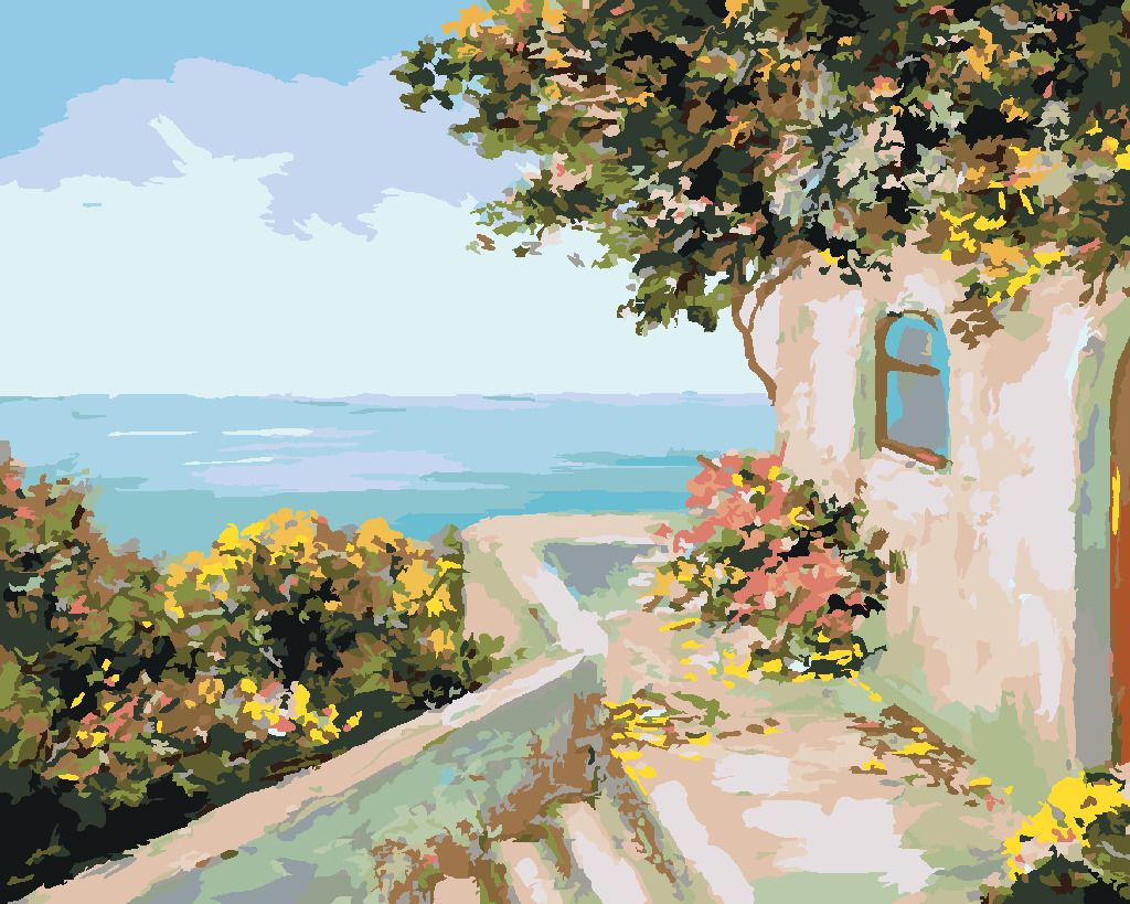 zuty Malování podle čísel - DOMEK U MOŘE - Rozměr: 40x50 cm, Rámování: Varianta: bez rámu a bez vypnutí plátna - obrázek 7