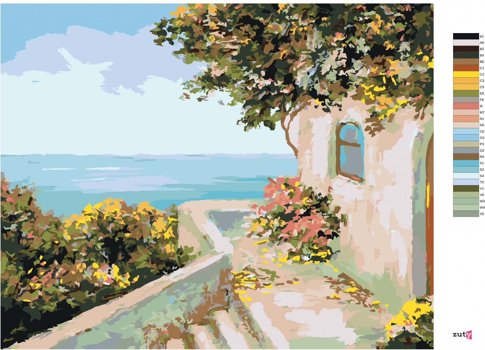 zuty Malování podle čísel - DOMEK U MOŘE - Rozměr: 40x50 cm, Rámování: Varianta: bez rámu a bez vypnutí plátna - obrázek 8