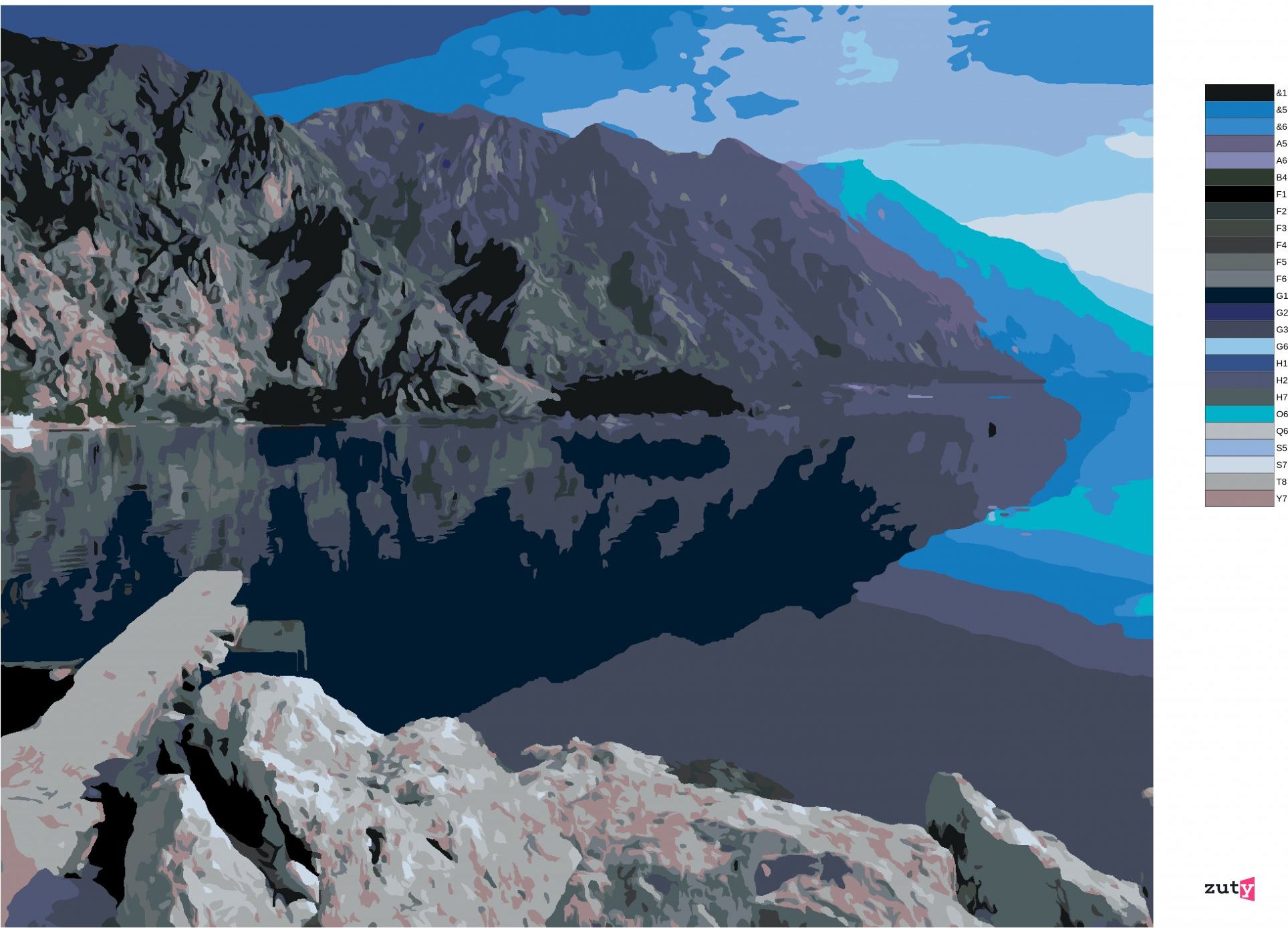 zuty Malování podle čísel - ODRÁŽEJICÍ SE HORY - Rozměr: 40x50 cm, Rámování: Varianta: vypnuté plátno na rám - obrázek 4