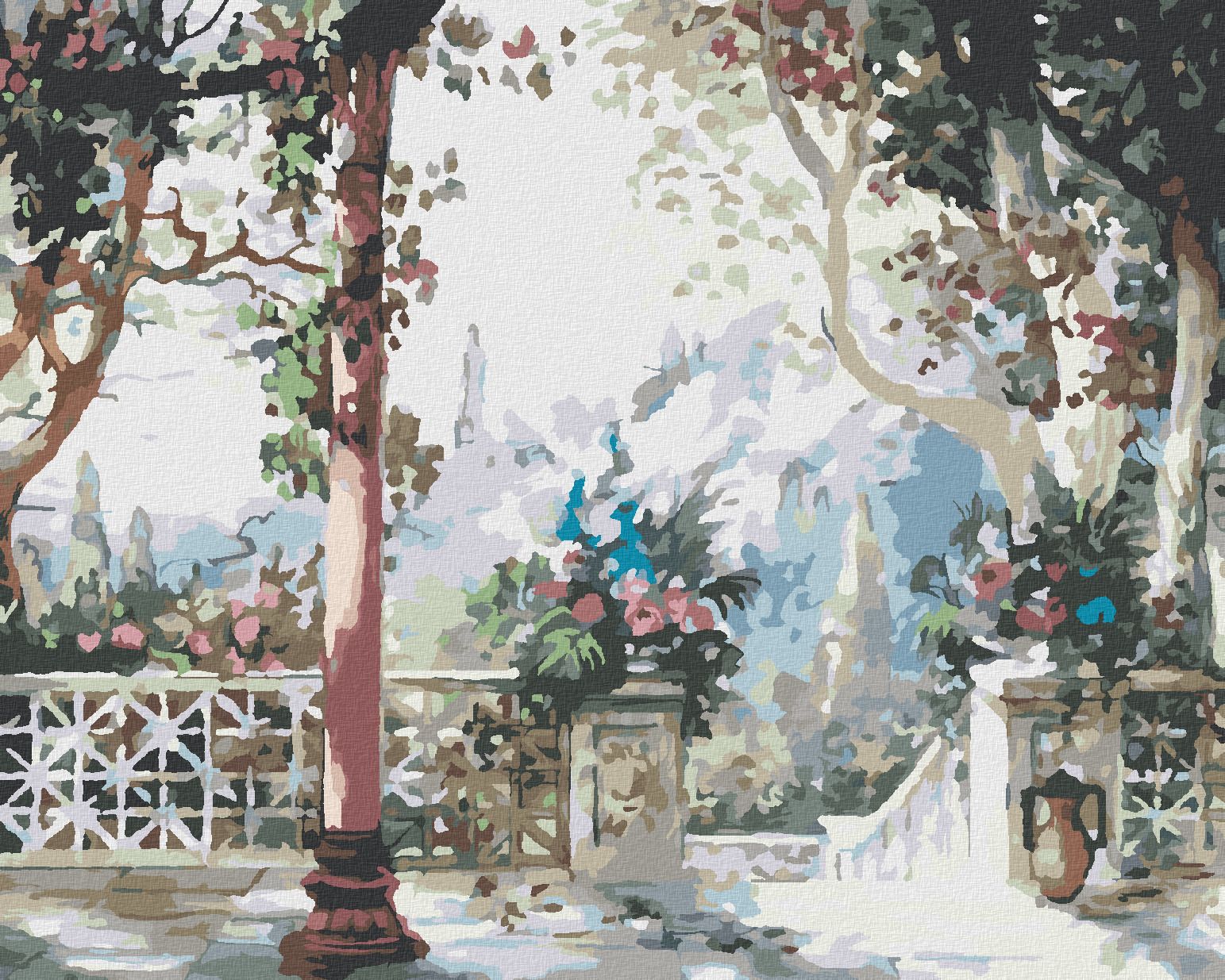 zuty Malování podle čísel - TERASA S KVĚTINAMI - Rozměr: 40x50 cm, Rámování: Varianta: bez rámu a bez vypnutí plátna - obrázek 1