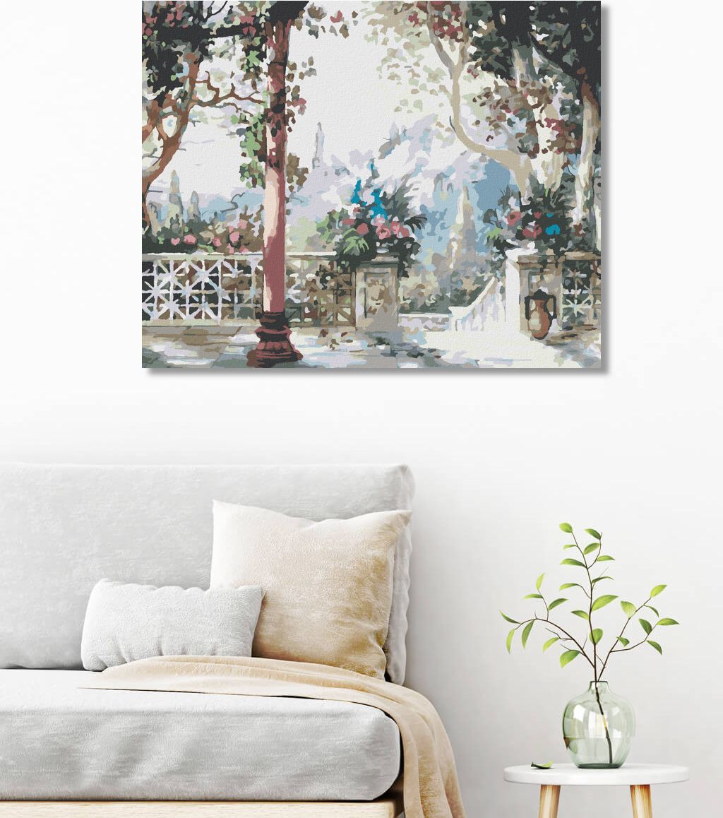 zuty Malování podle čísel - TERASA S KVĚTINAMI - Rozměr: 40x50 cm, Rámování: Varianta: bez rámu a bez vypnutí plátna - obrázek 7