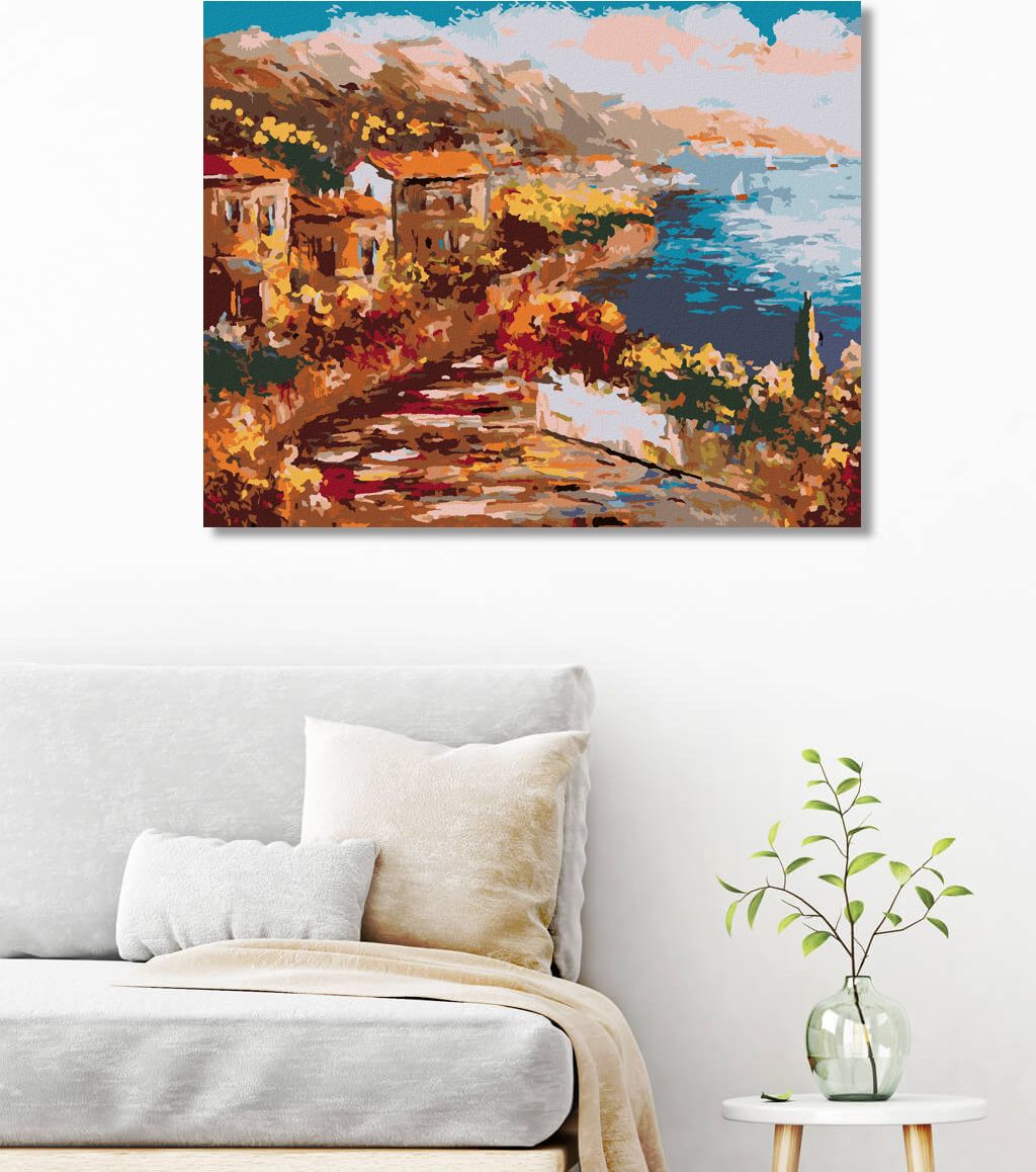 zuty Malování podle čísel - VÝHLED Z ŘECKÉHO PŘISTAVU - Rozměr: 40x50 cm, Rámování: Varianta: vypnuté plátno na rám - obrázek 7