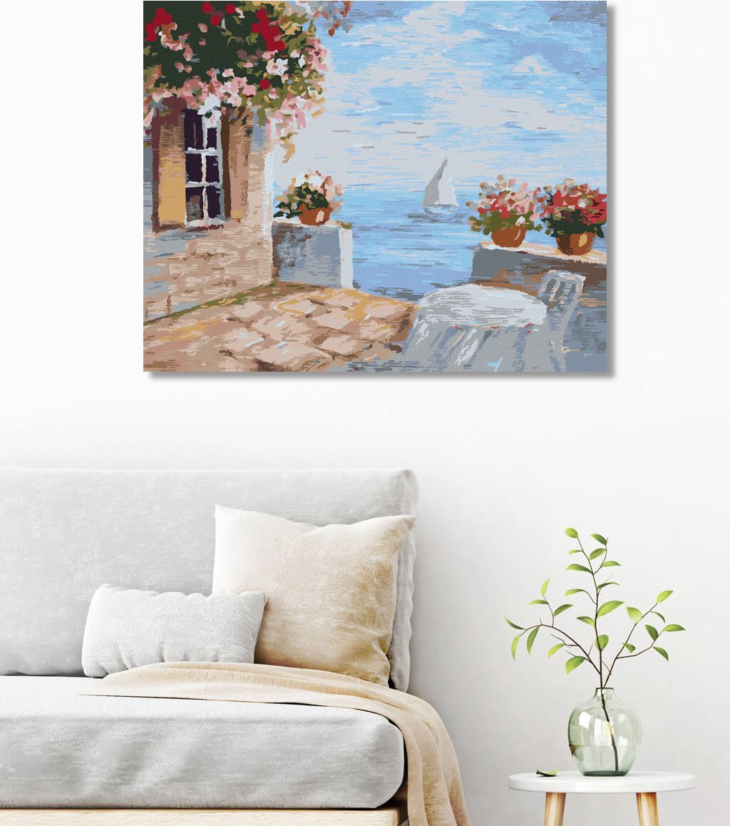 zuty Malování podle čísel - TERASA S KVĚTINAMI U MOŘE - Rozměr: 40x50 cm, Rámování: Varianta: vypnuté plátno na rám - obrázek 10