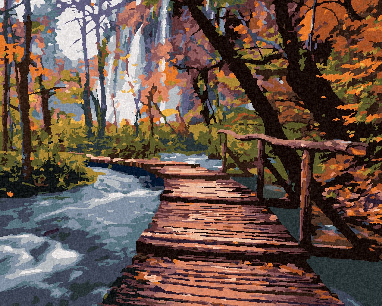 zuty Malování podle čísel - DŘEVĚNÁ PROMENÁDA V PARKU - Rozměr: 40x50 cm, Rámování: Varianta: bez rámu a bez vypnutí plátna - obrázek 1