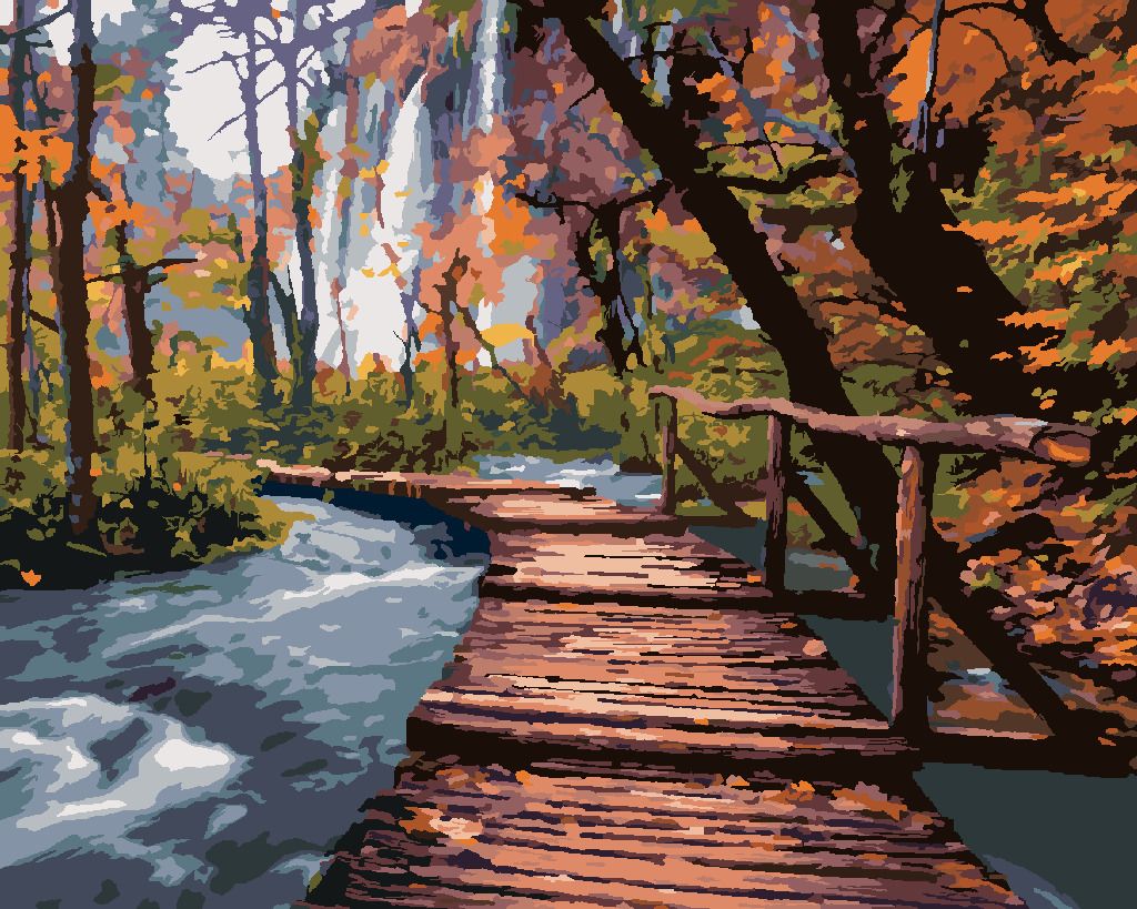 zuty Malování podle čísel - DŘEVĚNÁ PROMENÁDA V PARKU - Rozměr: 40x50 cm, Rámování: Varianta: vypnuté plátno na rám - obrázek 8