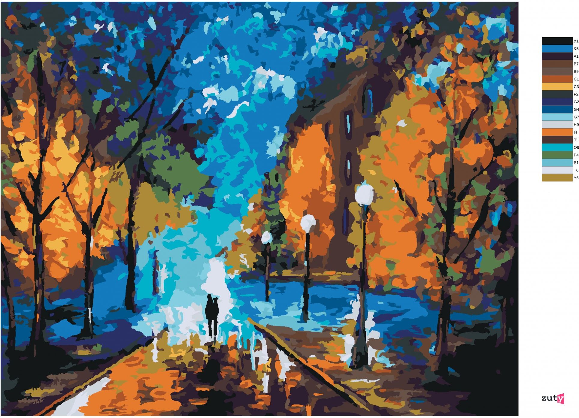 zuty Malování podle čísel - PROCHÁZKA POZDĚ V NOCI - Rozměr: 40x50 cm, Rámování: Varianta: bez rámu a bez vypnutí plátna - obrázek 5