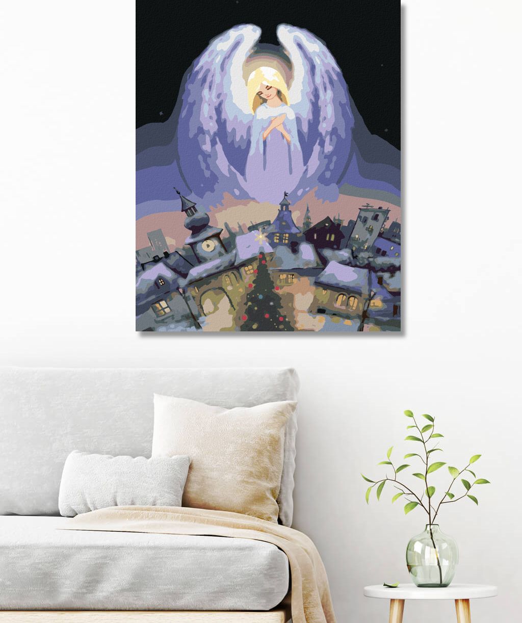 zuty Malování podle čísel - ANDĚL NAD MĚSTEM - Rozměr: 40x50 cm, Rámování: Varianta: vypnuté plátno na rám - obrázek 9
