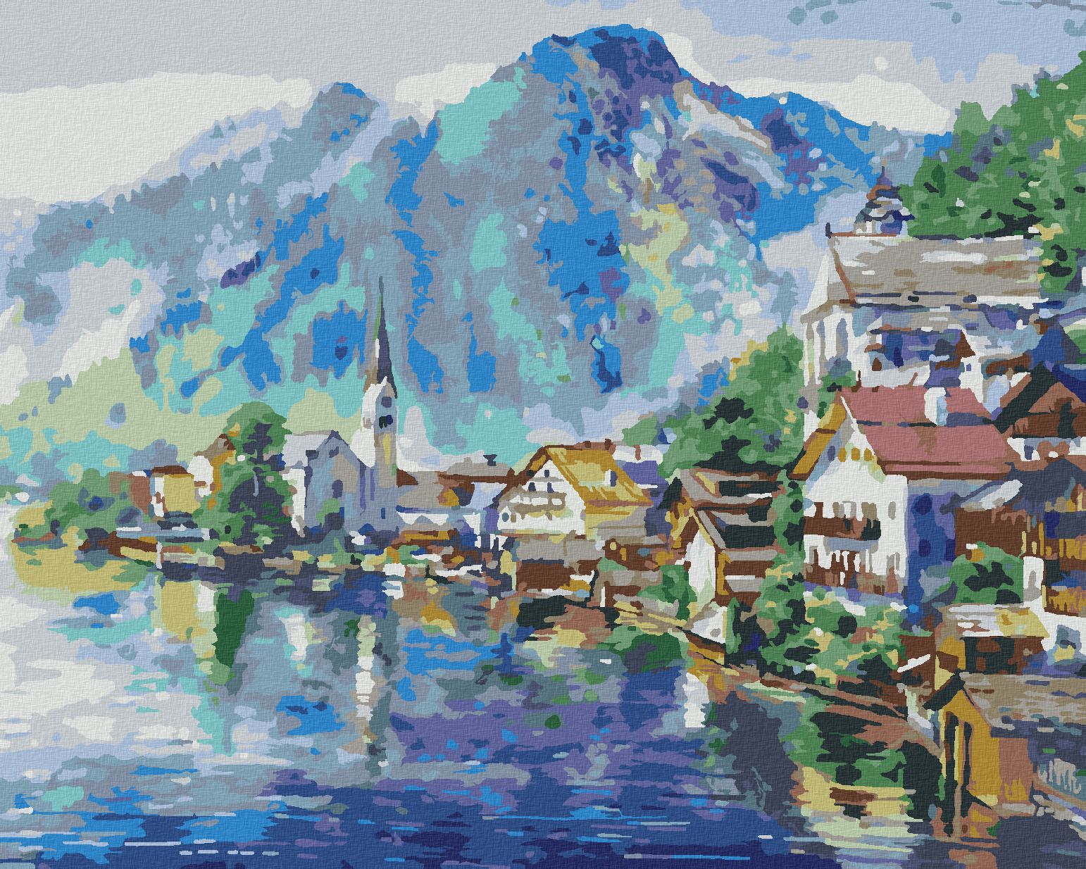 zuty Malování podle čísel - KRAJINA RAKOUSKÉ VESNICE - Rozměr: 40x50 cm, Rámování: Varianta: bez rámu a bez vypnutí plátna - obrázek 1