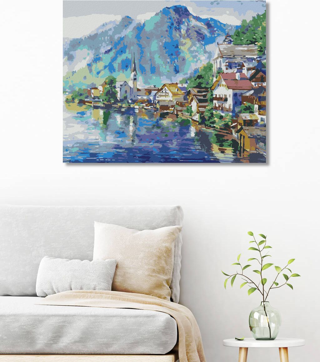 zuty Malování podle čísel - KRAJINA RAKOUSKÉ VESNICE - Rozměr: 40x50 cm, Rámování: Varianta: bez rámu a bez vypnutí plátna - obrázek 6