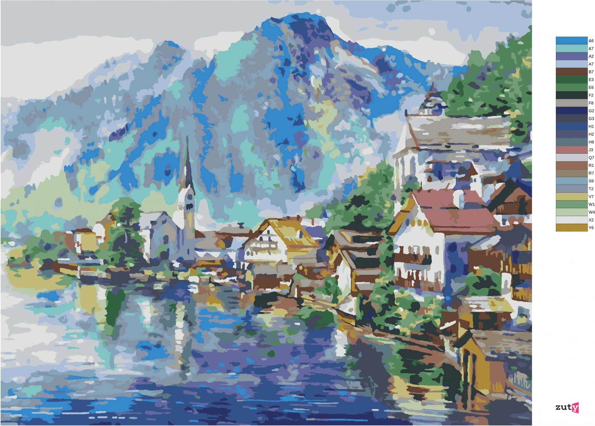 zuty Malování podle čísel - KRAJINA RAKOUSKÉ VESNICE - Rozměr: 40x50 cm, Rámování: Varianta: vypnuté plátno na rám - obrázek 5