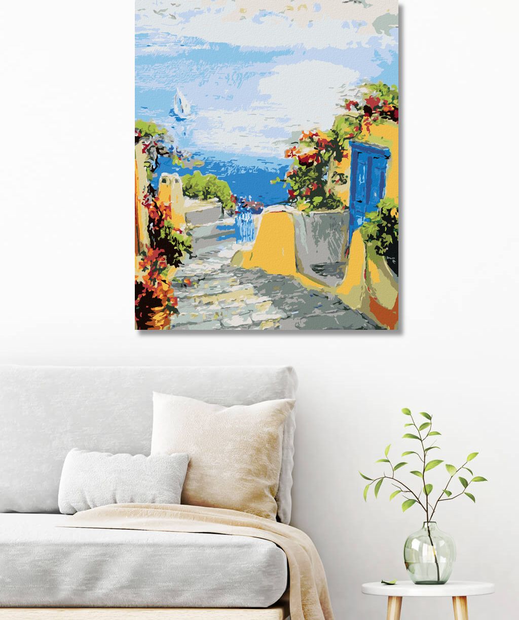 zuty Malování podle čísel - CESTA K MOŘI NA OSTROVĚ - Rozměr: 40x50 cm, Rámování: Varianta: vypnuté plátno na rám - obrázek 3
