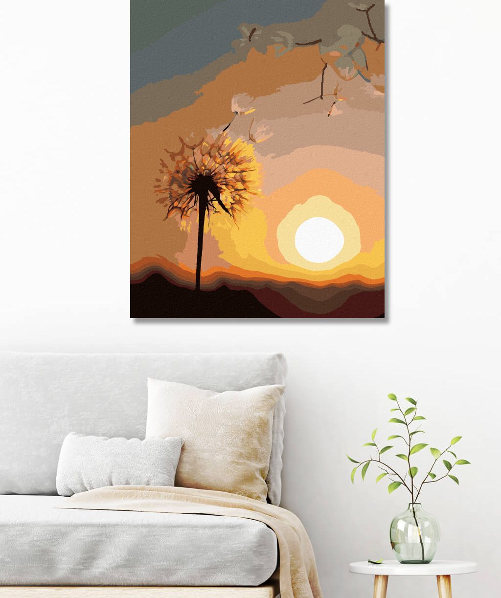 zuty Malování podle čísel - PAMPELIŠKA A ZAPADAJÍCÍ SLUNCE - Rozměr: 40x50 cm, Rámování: Varianta: bez rámu a bez vypnutí plátna - obrázek 7